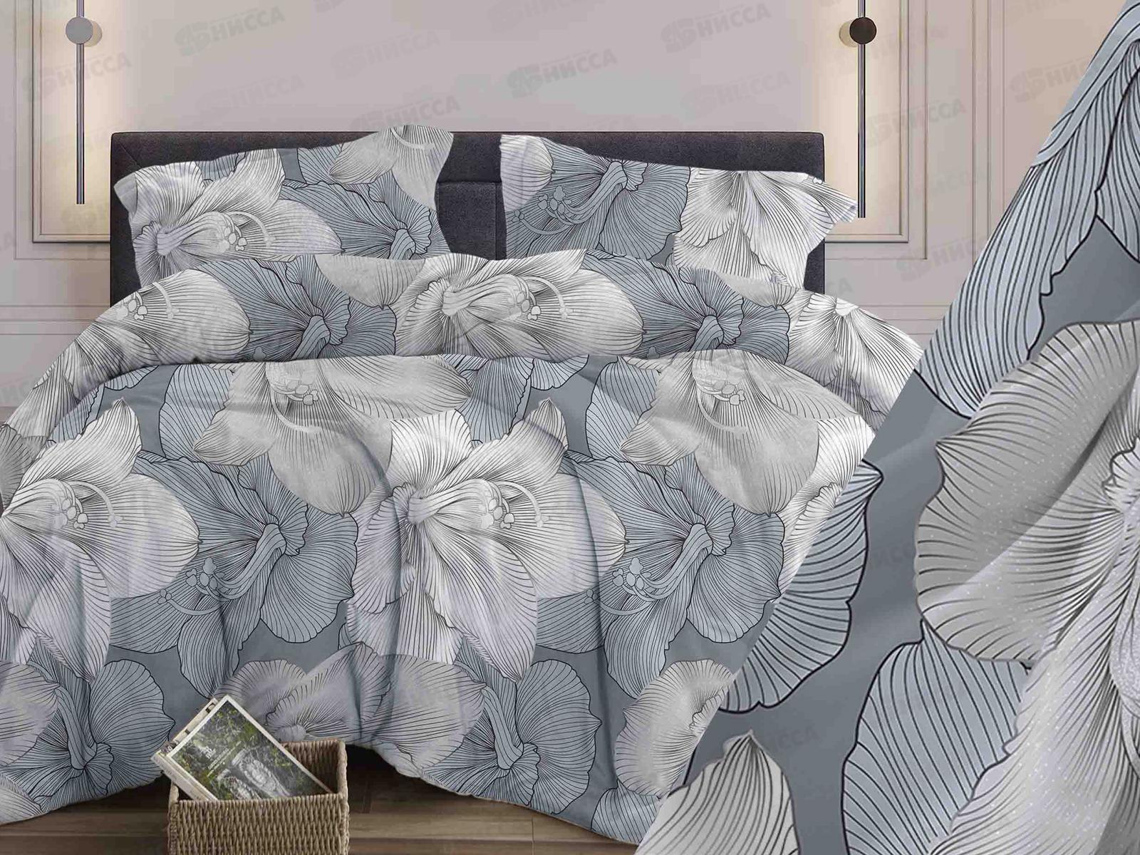 Комплект постельного белья 2,0сп бязь с европростыней №323 Богема Серый