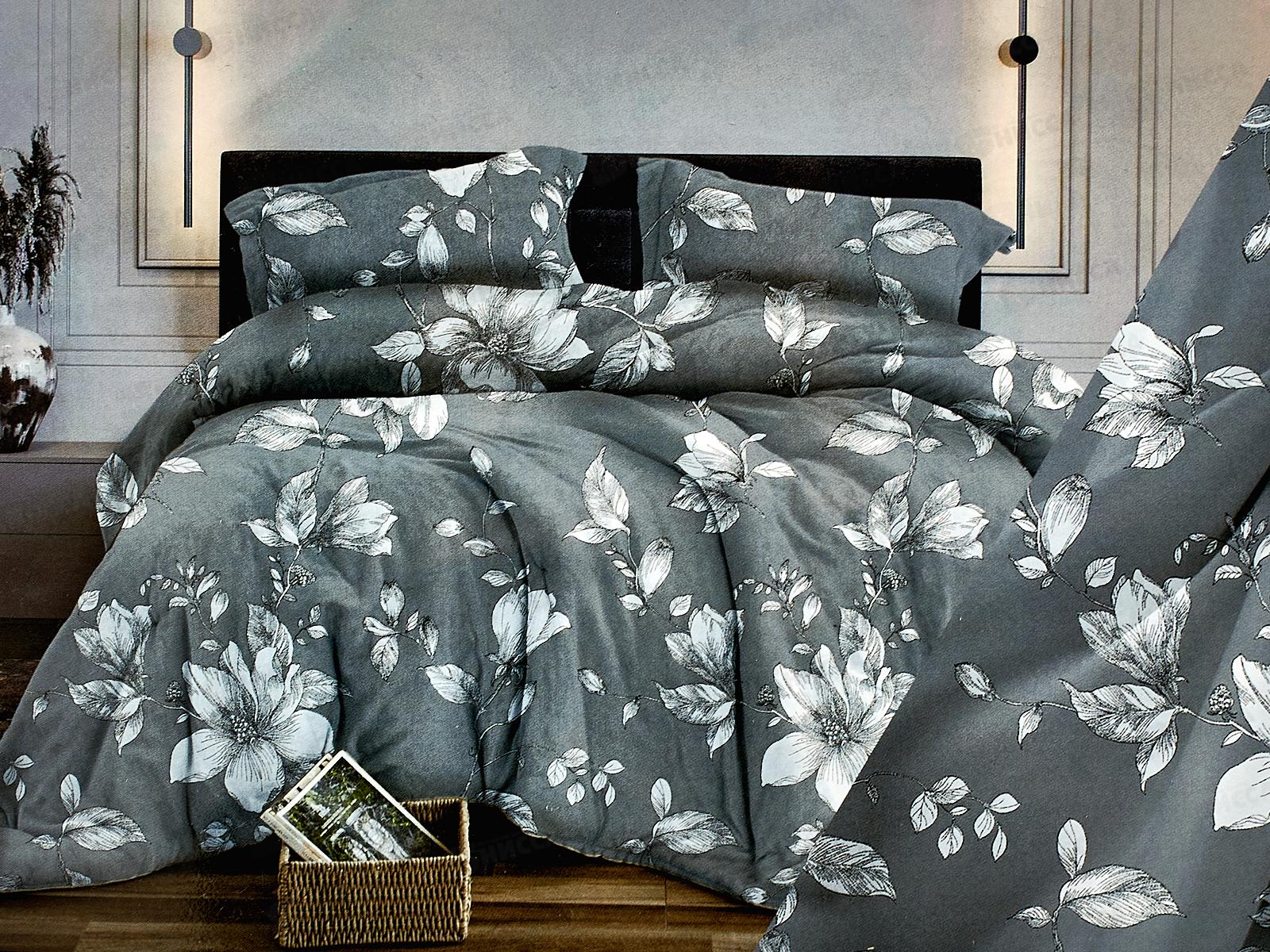 Комплект постельного белья 2,0сп бязь с европростыней №346 Грация Серый