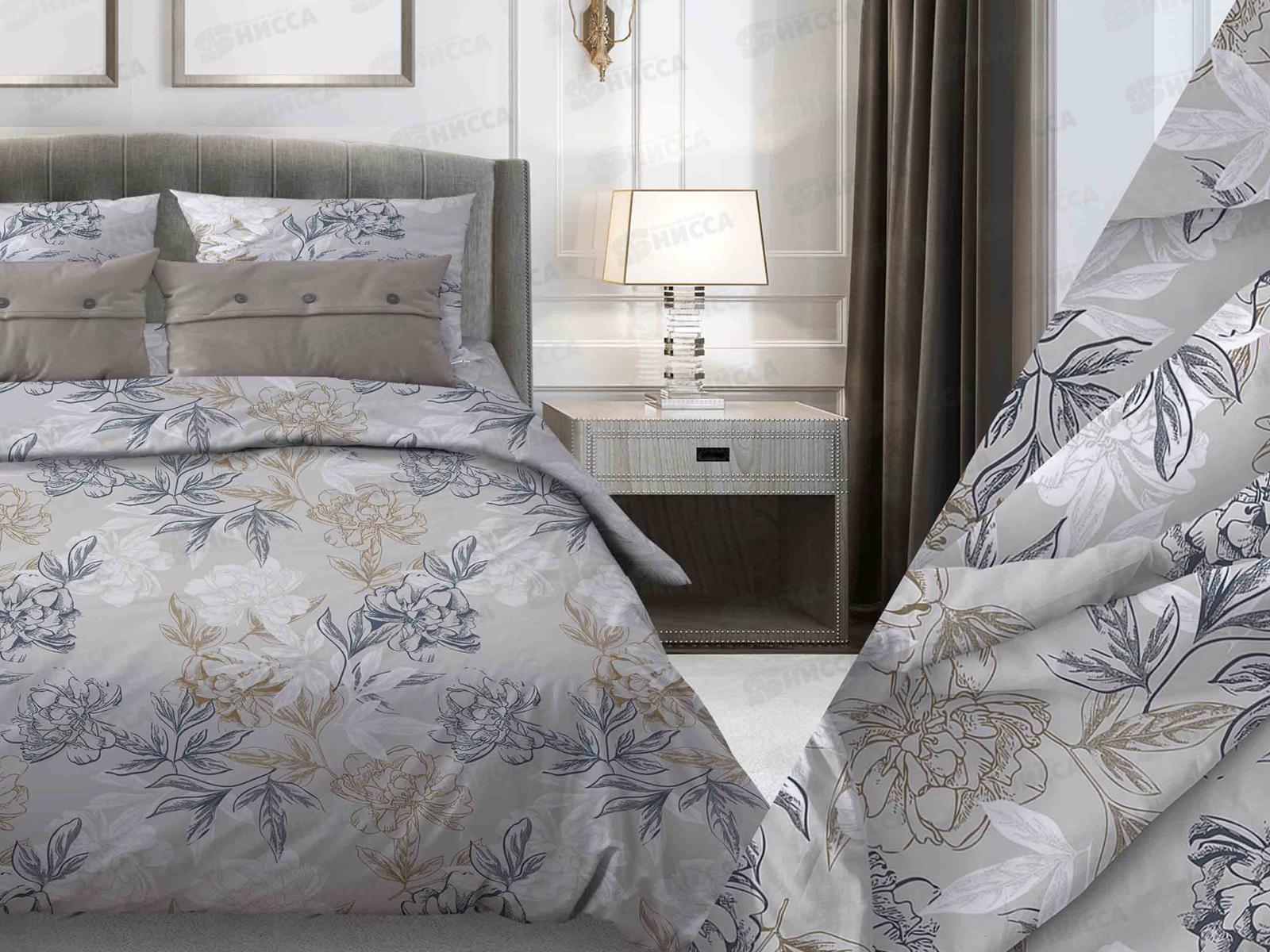 Комплект постельного белья 2,0сп бязь с европростыней №189 Симфония Серо-бежевый