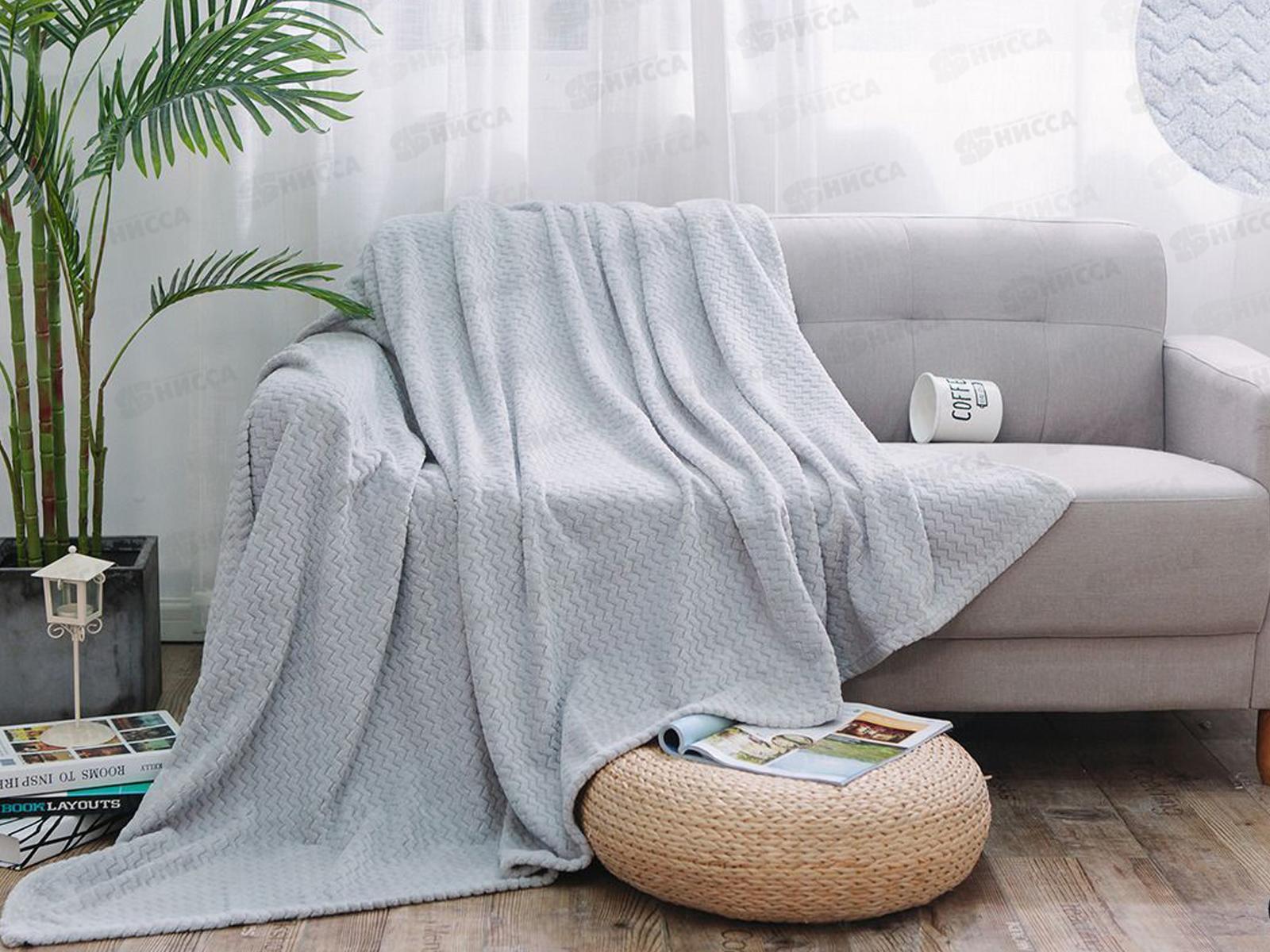 Плед Велсофт 180*200 009 RPN Зигзаг Серый