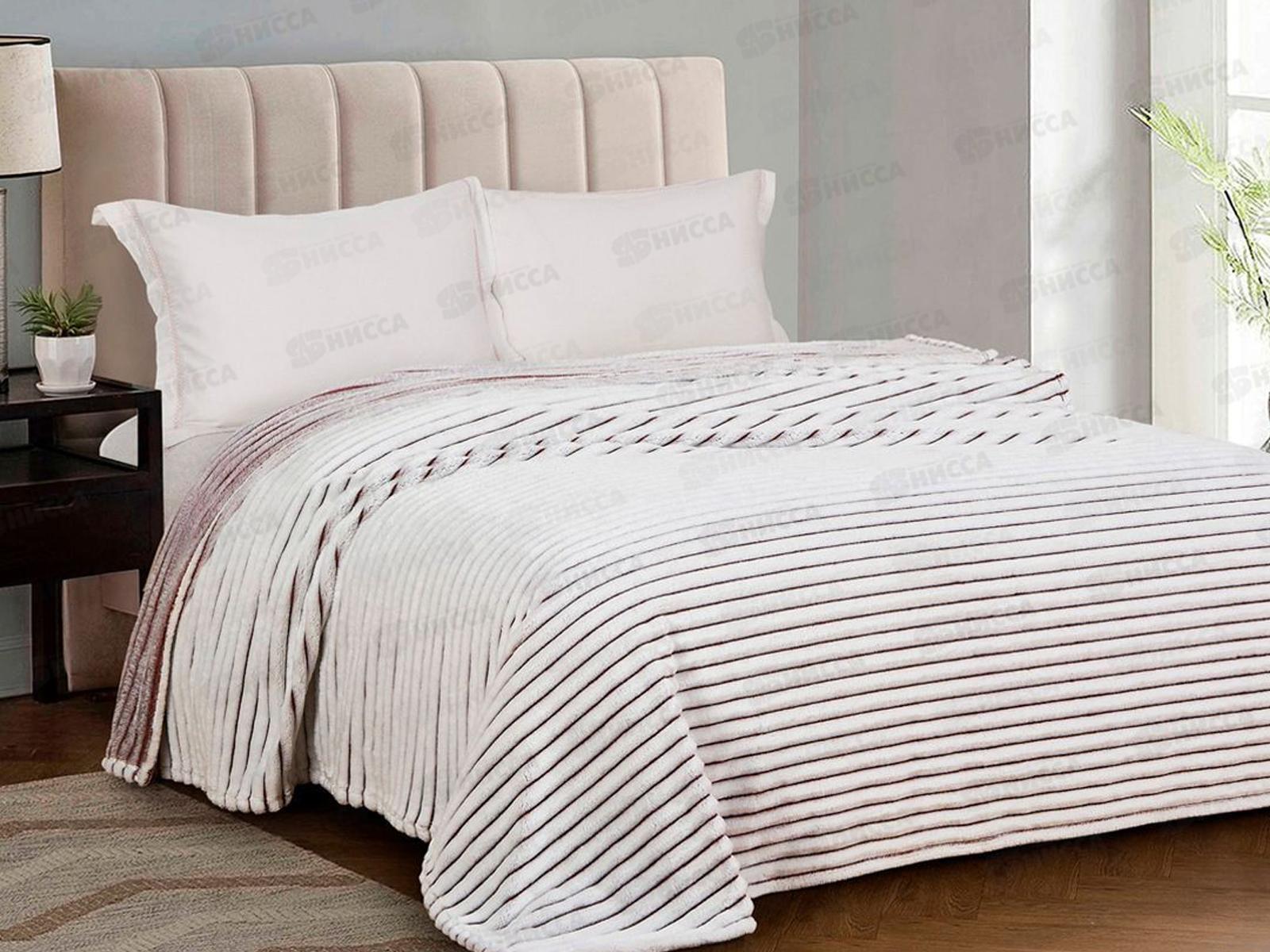 Плед Велсофт 220*200 006 Mare Полоска Коричневый