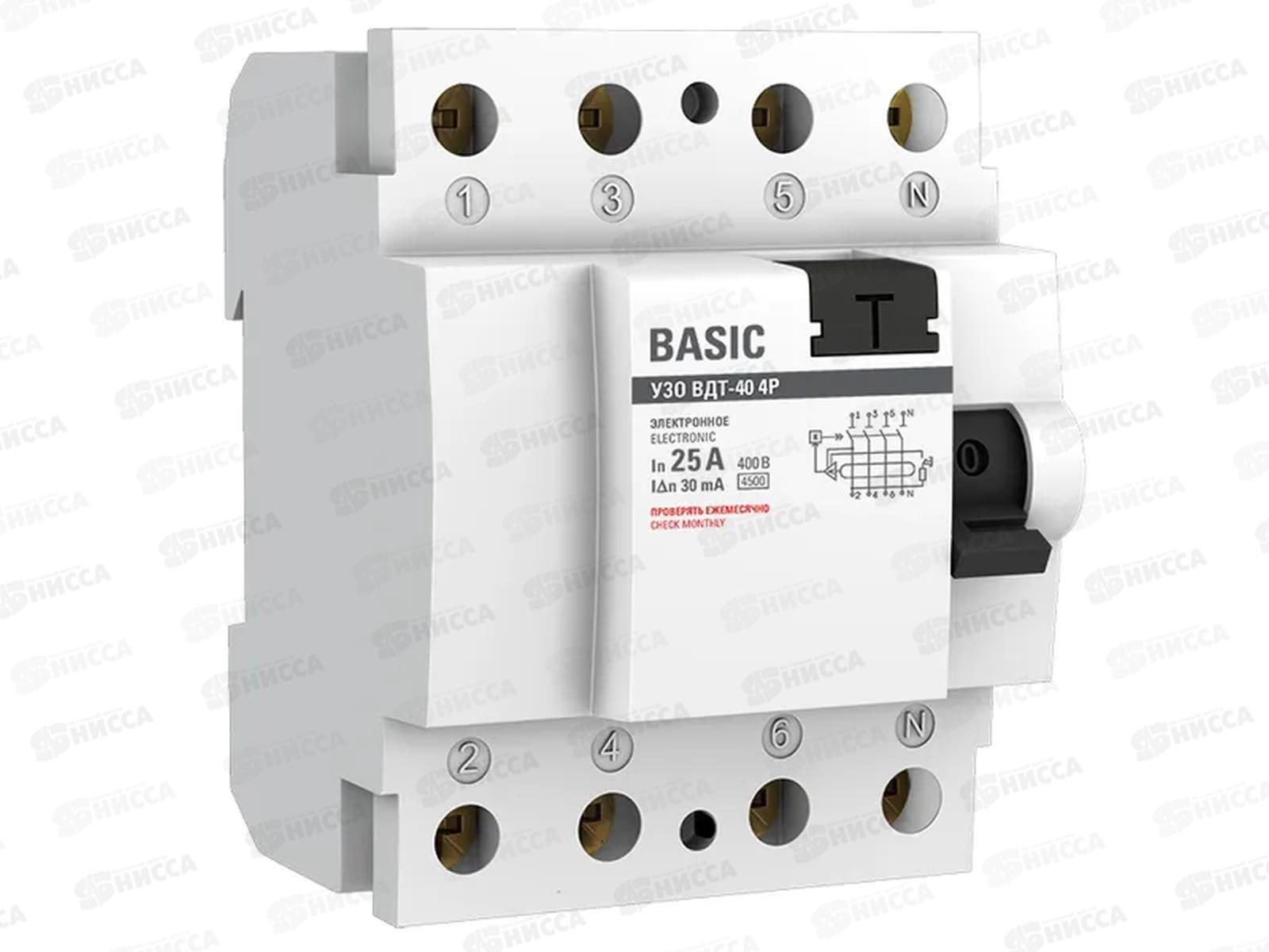 Устройство защитного отключения 4P 25А/30мА (электронное) Basic