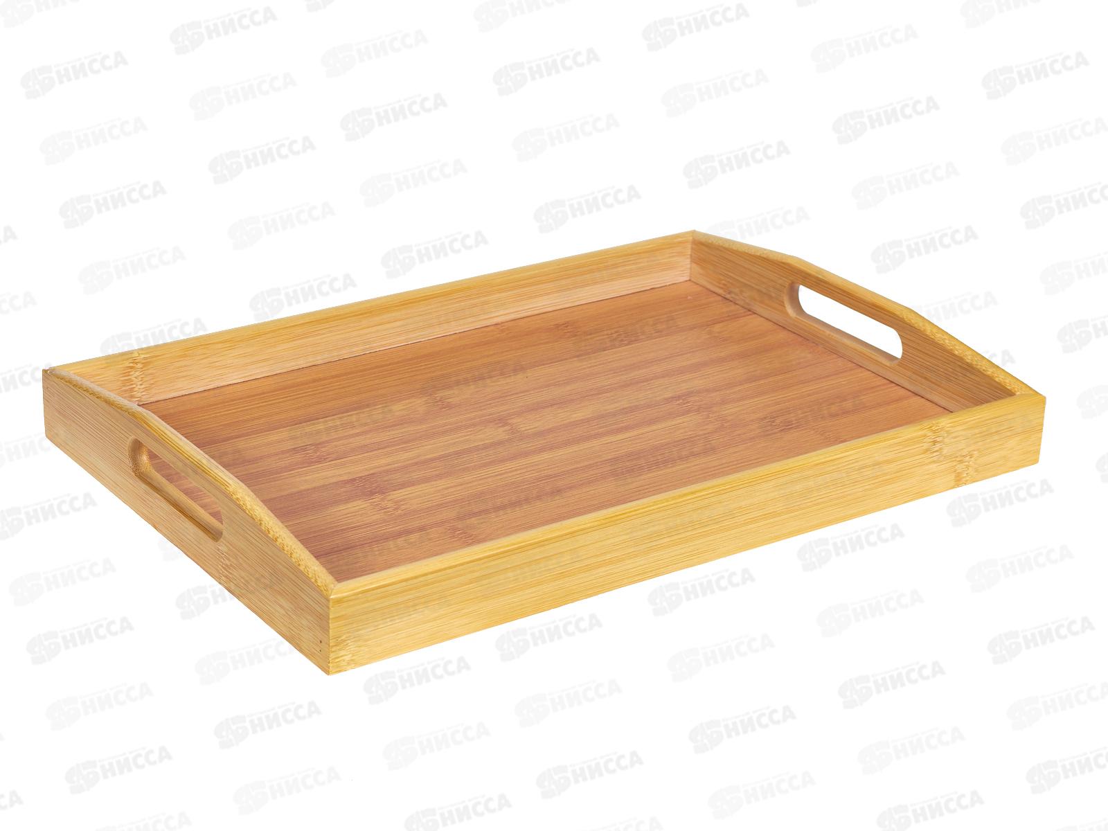 Поднос прямоугольный 37*25*3,5см бамбук с ручками 10013-4 *10