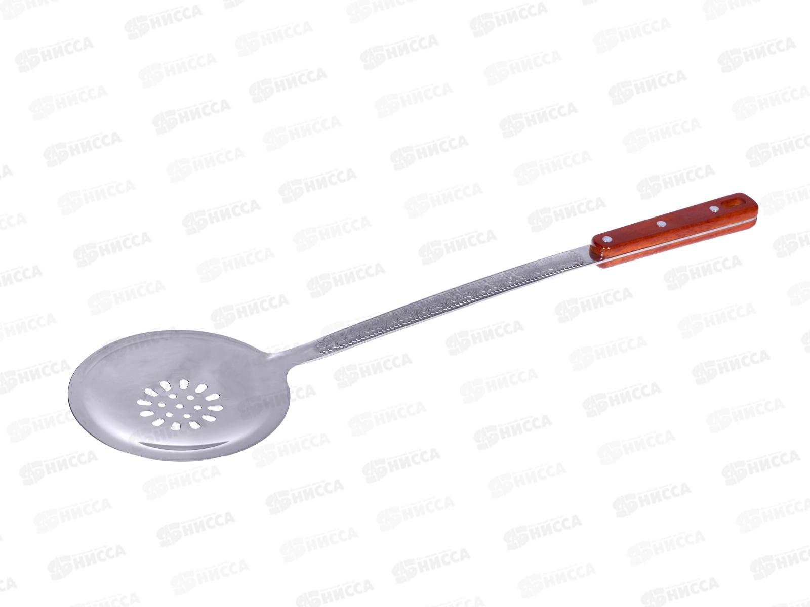 Шумовка 46см с деревянной длинной ручкой 42000-5