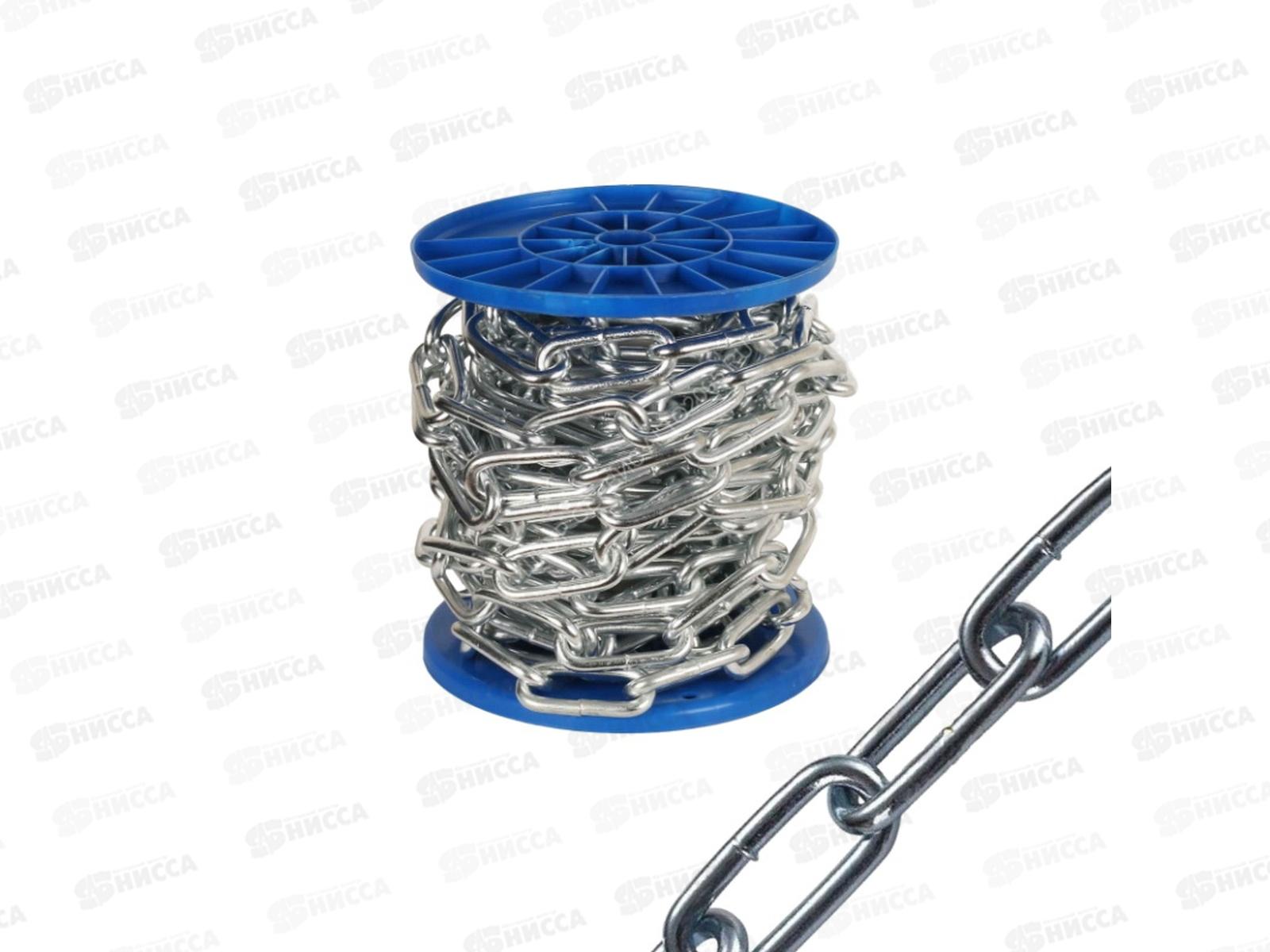 Цепь сварная длиннозвенная DIN 763, цинк 3 мм (60м)