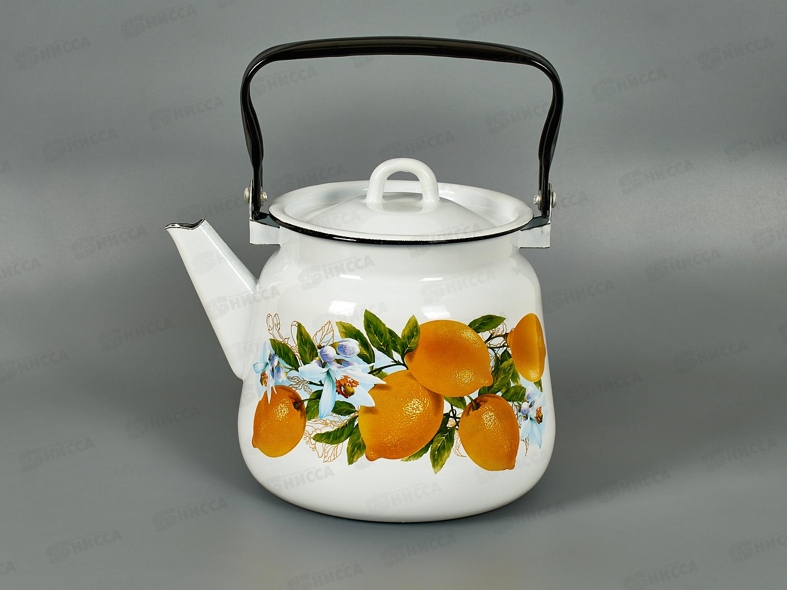 Чайник 3,5л декоративный сферический Белый/черный рябчик с петлей С2716.Р *4