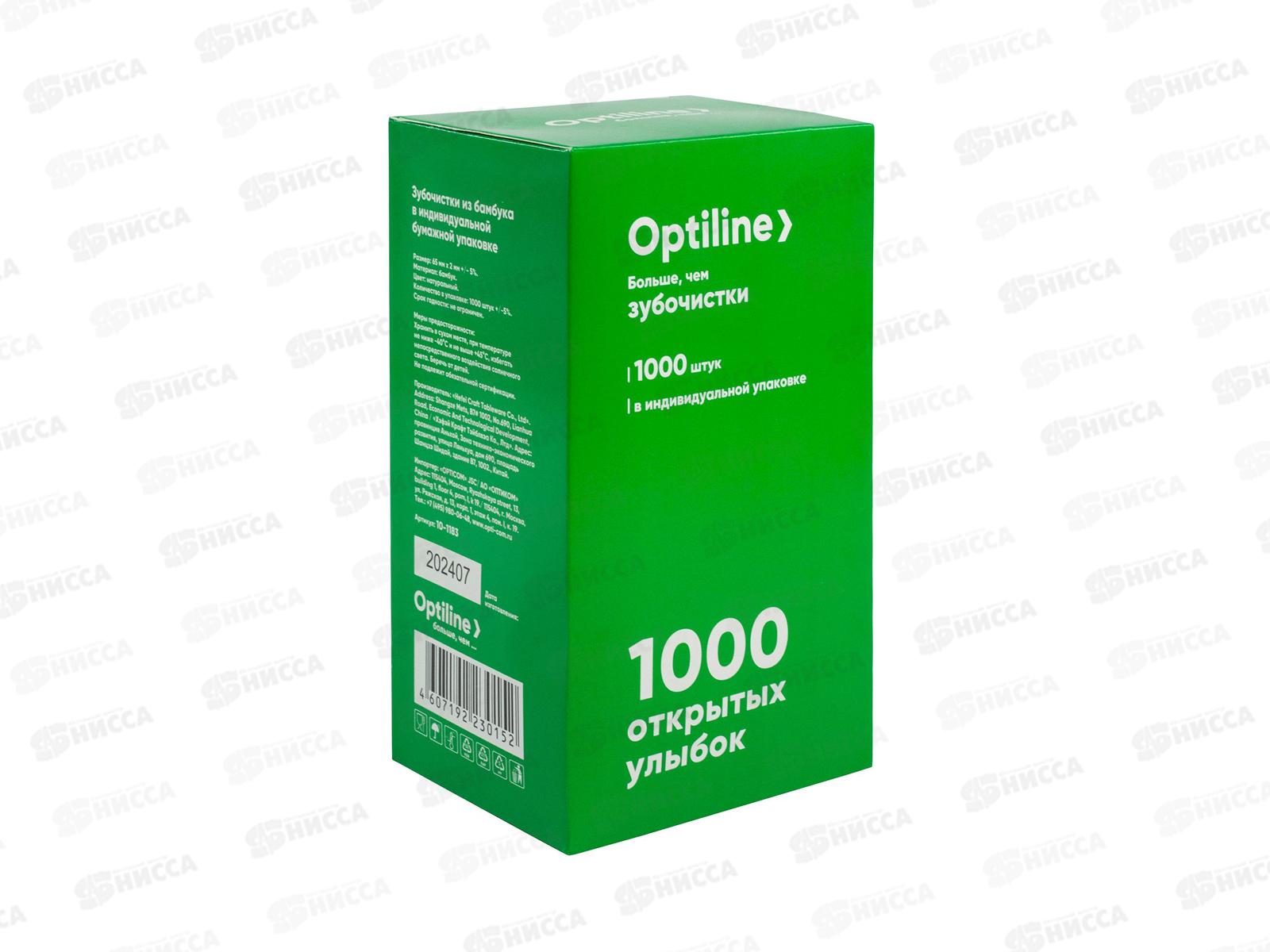 Зубочистки Optiline 1000шт в бум. инд. уп. бамбук, 10-1183  *36