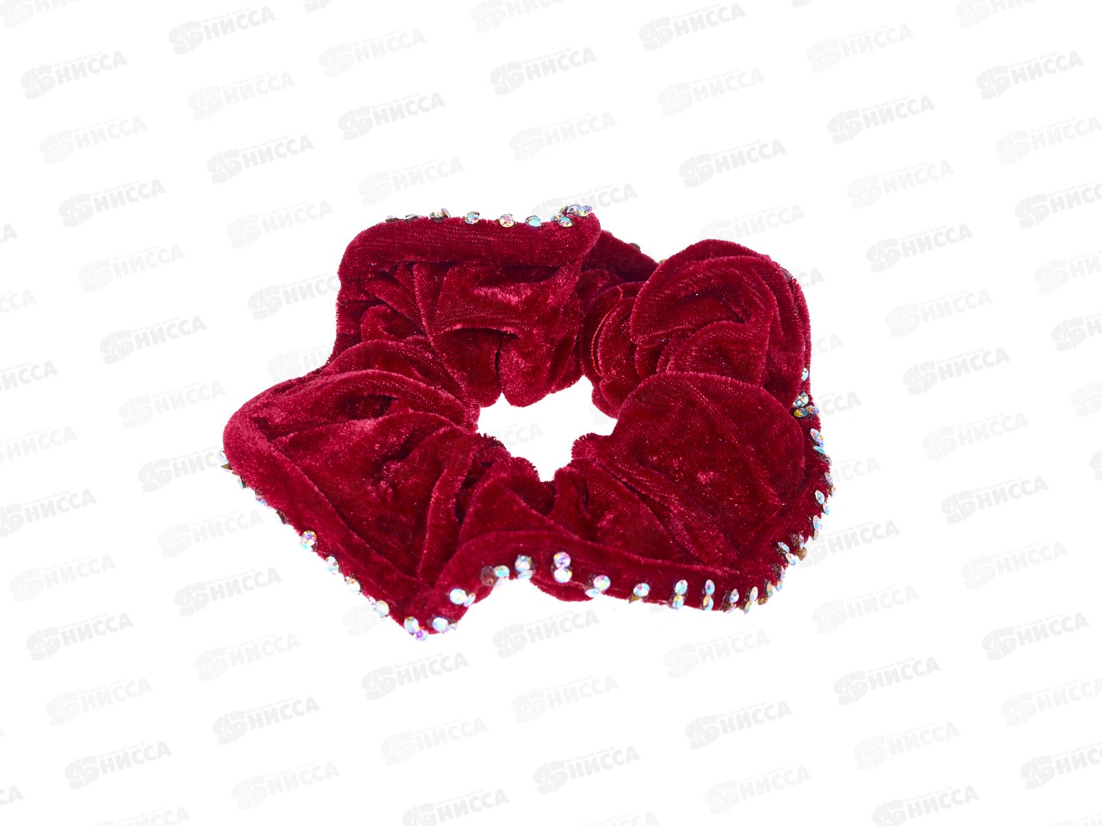Резинка д/волос бархат цветн крупная стразы 2 ряда №2505
