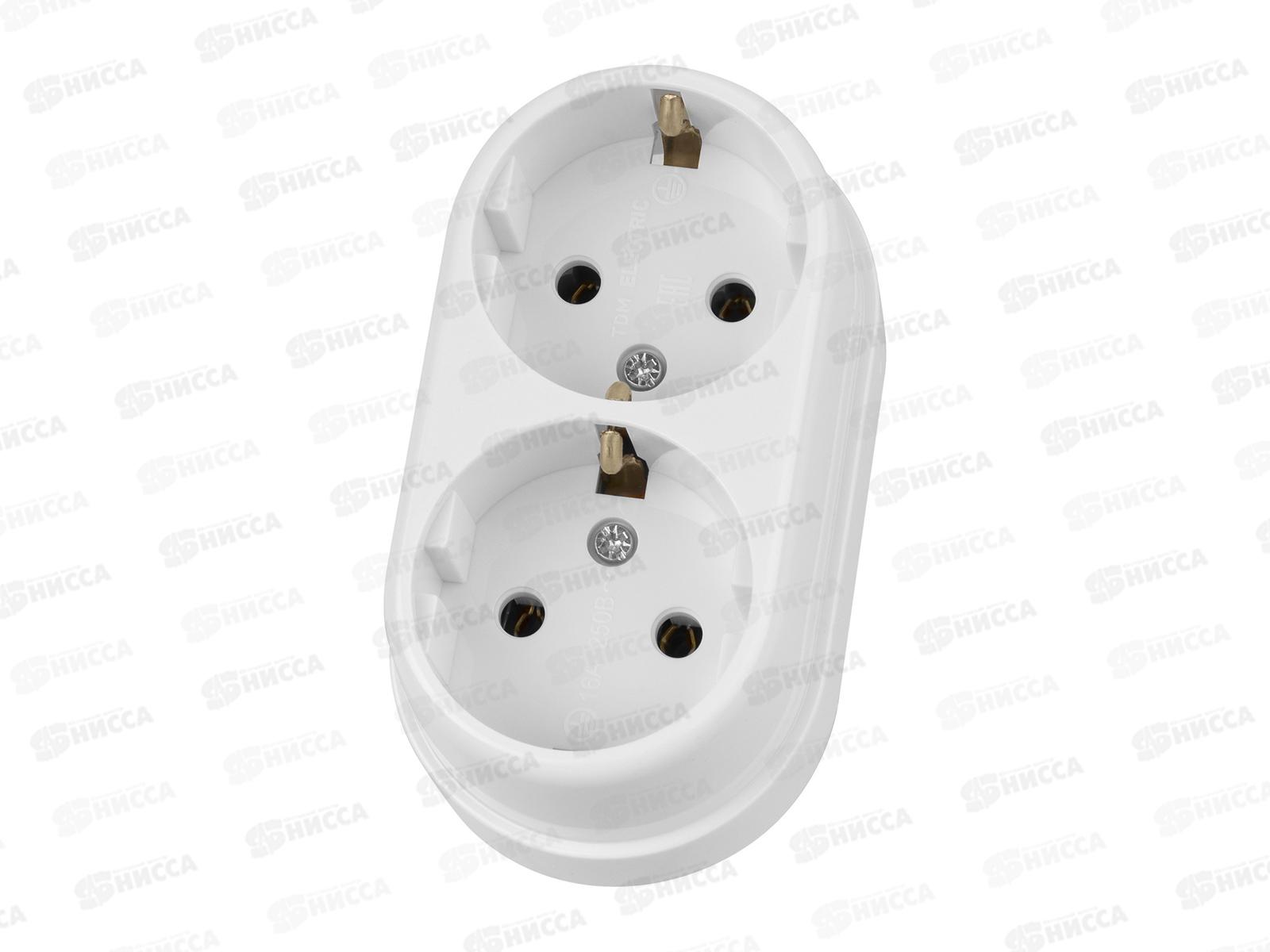 Розетка TDM двойная, о/у с/з 16А белая &quotРетро&quot, 0531   *10