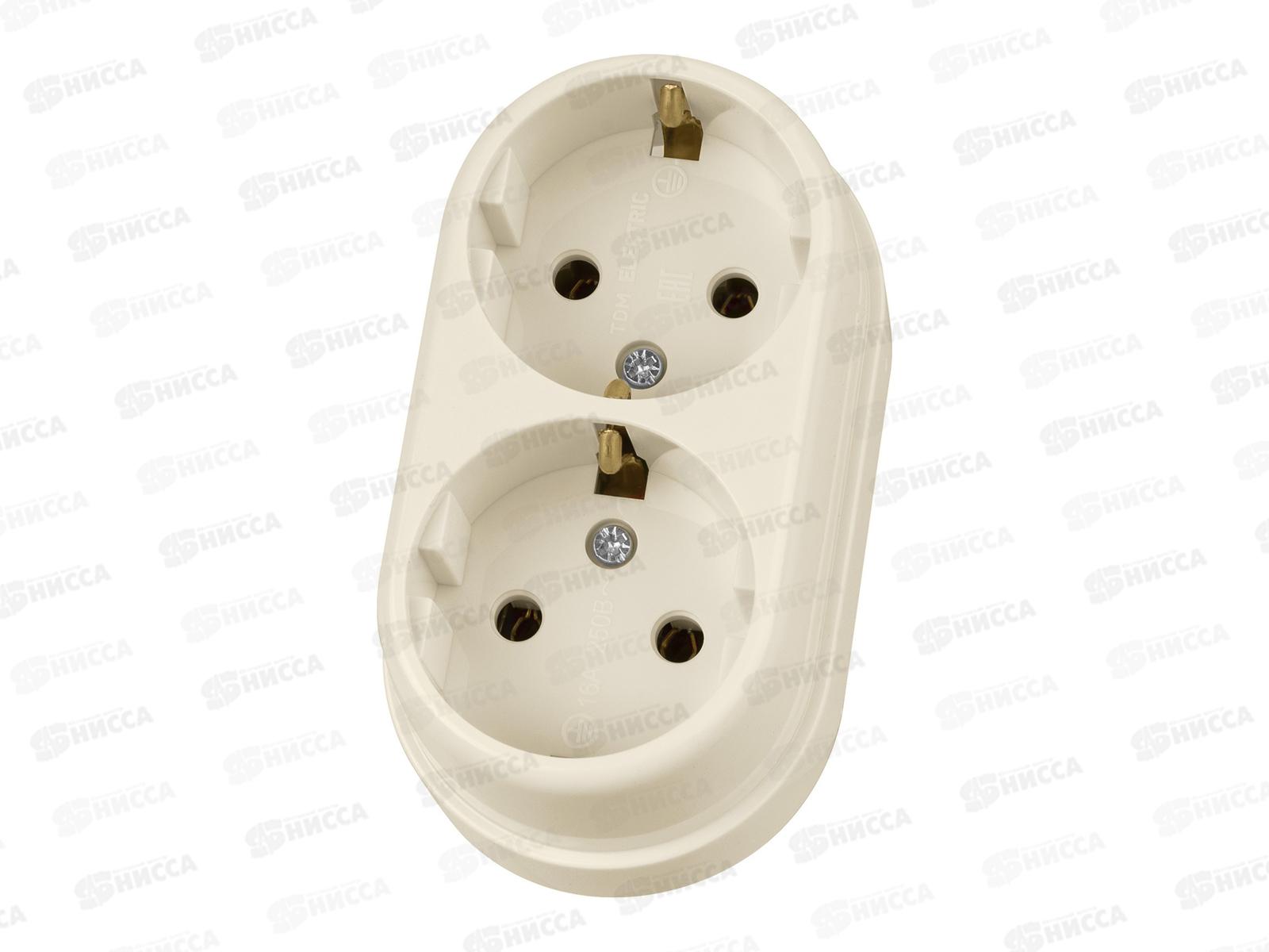 Розетка TDM двойная, о/у с/з 16А слон.кость &quotРетро&quot, 0532