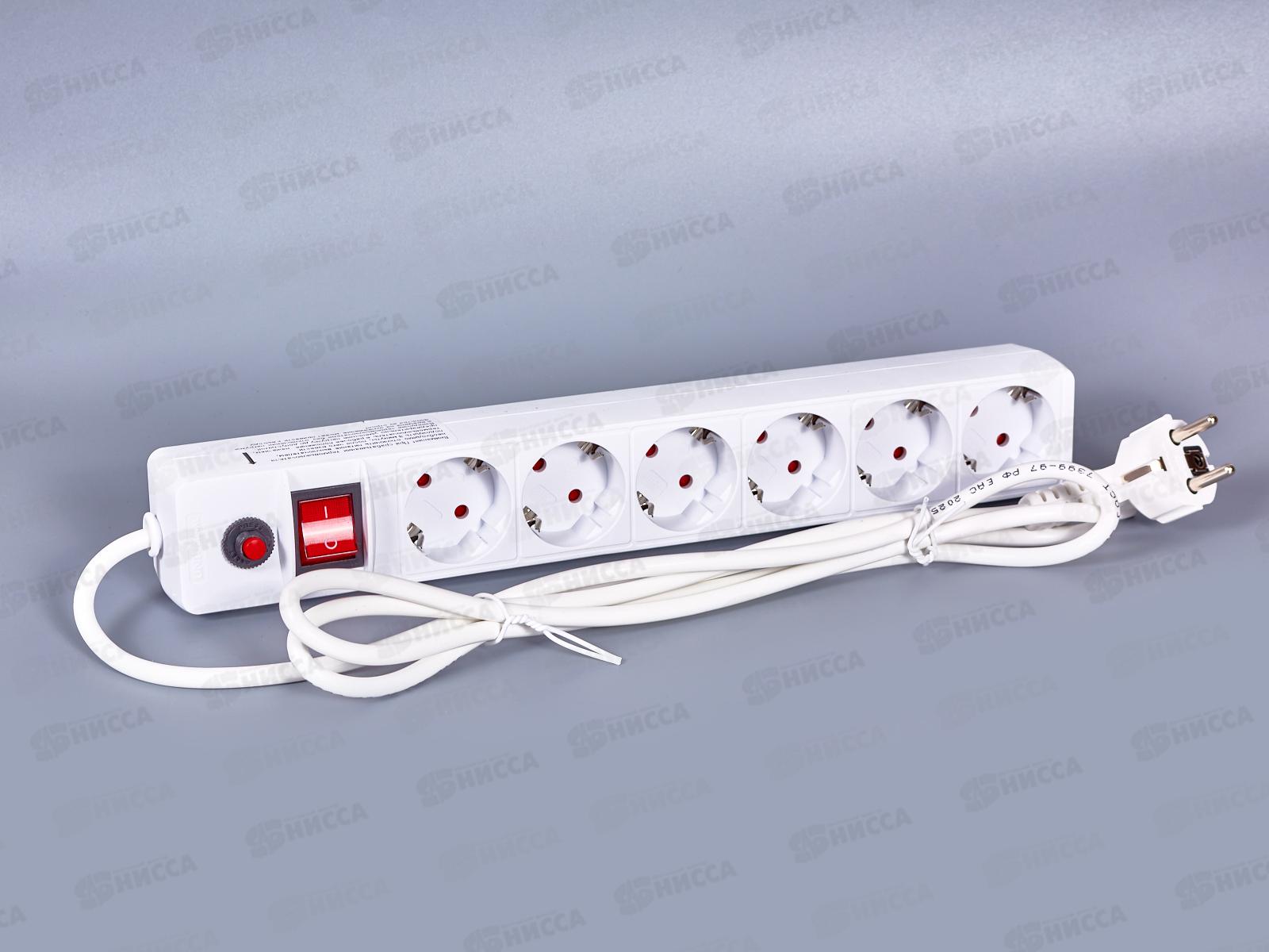  Сетевой фильтр UNIVersal ПВС 3*0,75 6 гн, 1,8 м выкл. с идик, с/з,з/щ белый, 967U-3001