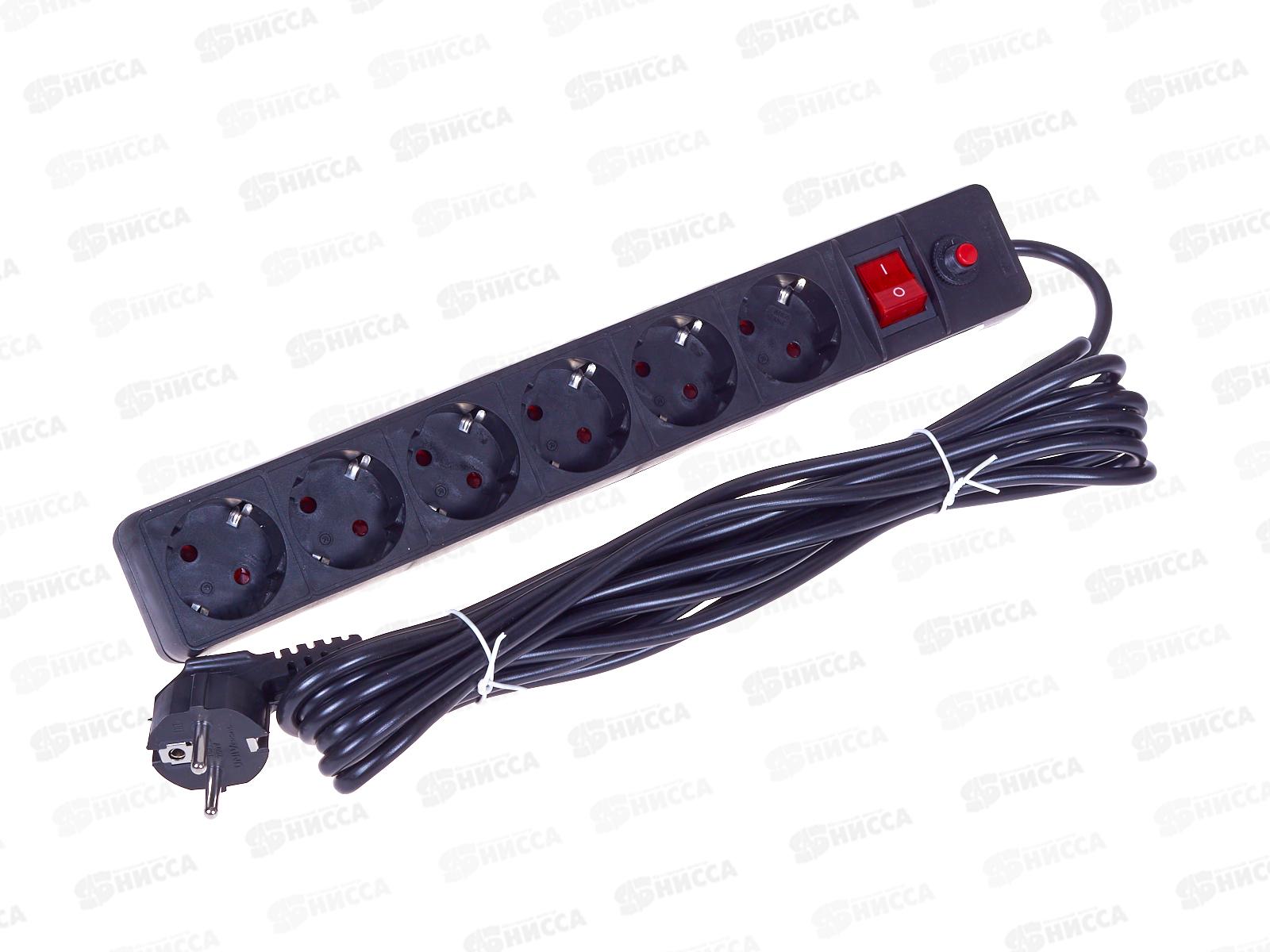 Сетевой фильтр UNIVersal ПВС 3*0,75 6 гн, 5м выкл. с заземлением, з/щ черный, 967U-4005