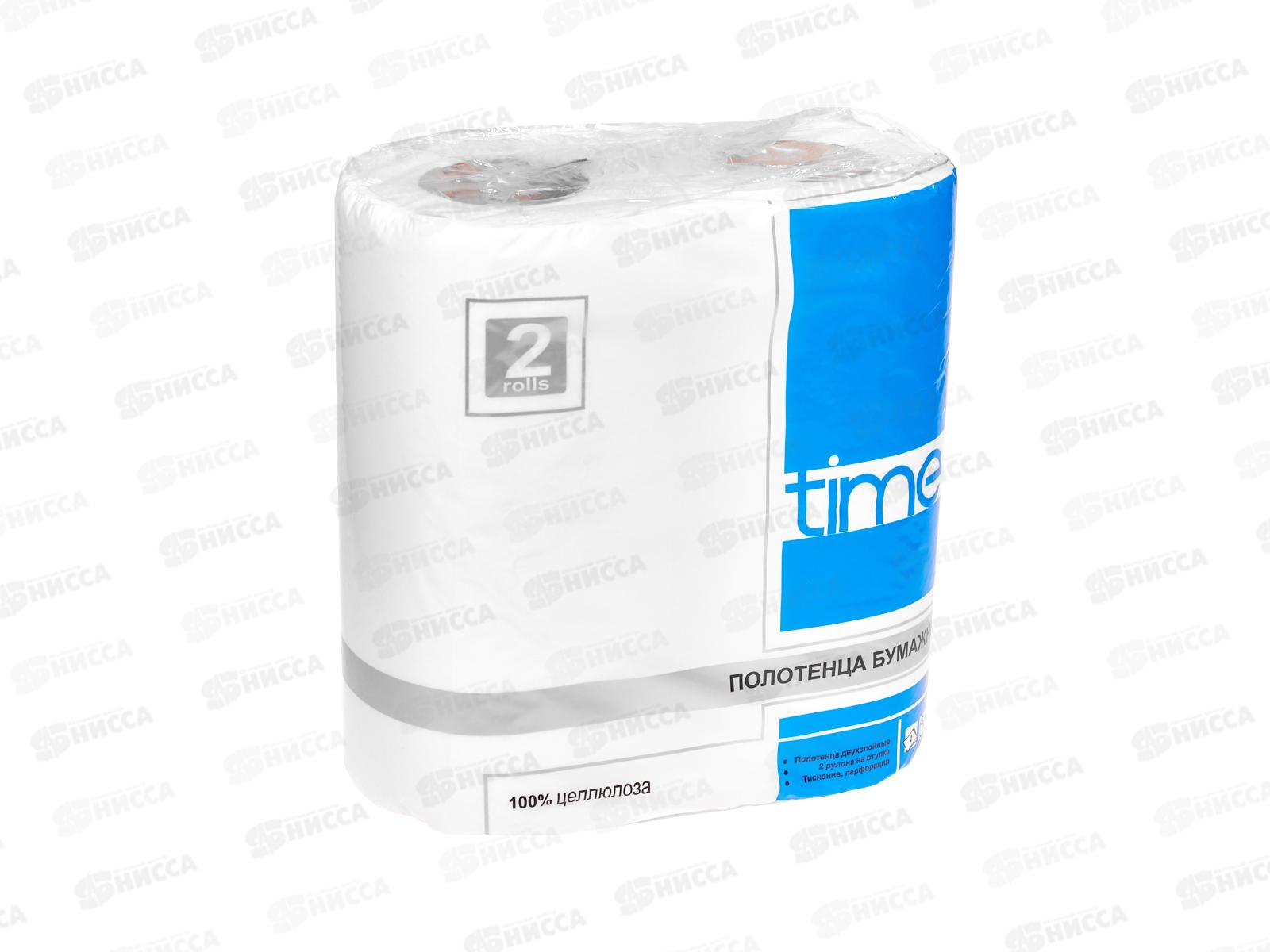 Полотенца бум. TIME 2сл, 2рул, 100% целлюлоза белое *16