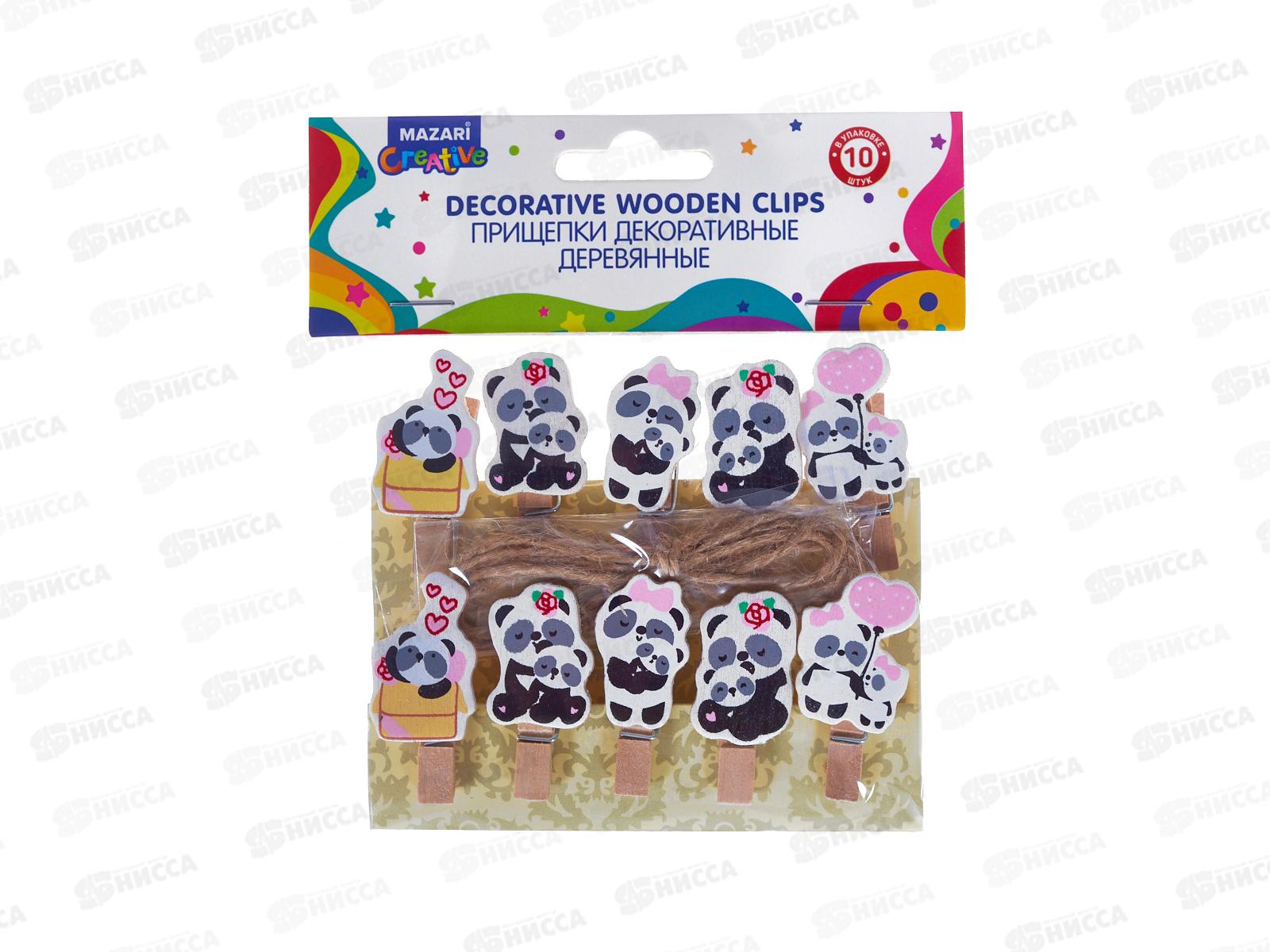 Прищепки декор. Pandas  деревян. 3,5*07см 10шт. М-1536 *12