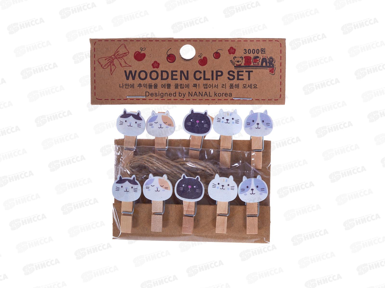 Прищепки декор. Котики деревян. 3,5*07см 10шт. М-1545 *12