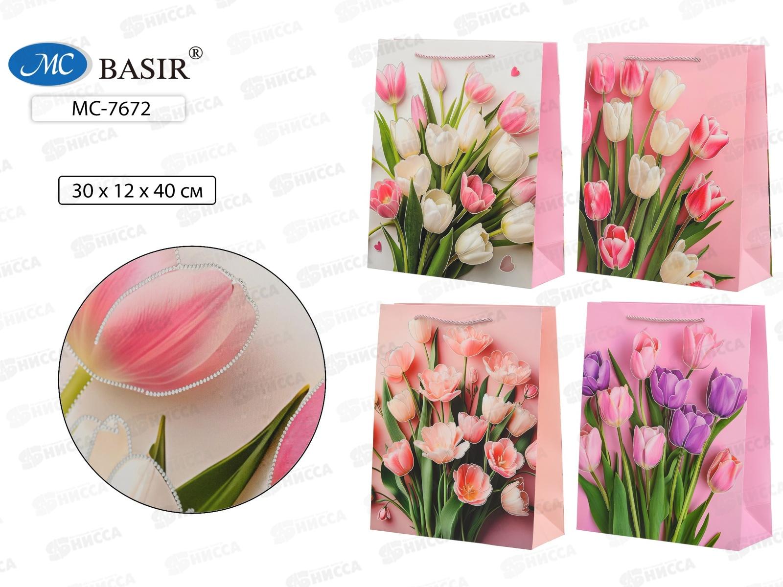 Пакет подароч. бумажный, 30*12*40см, ТЮЛЬПАНЫ, асс.МС-7672 *20