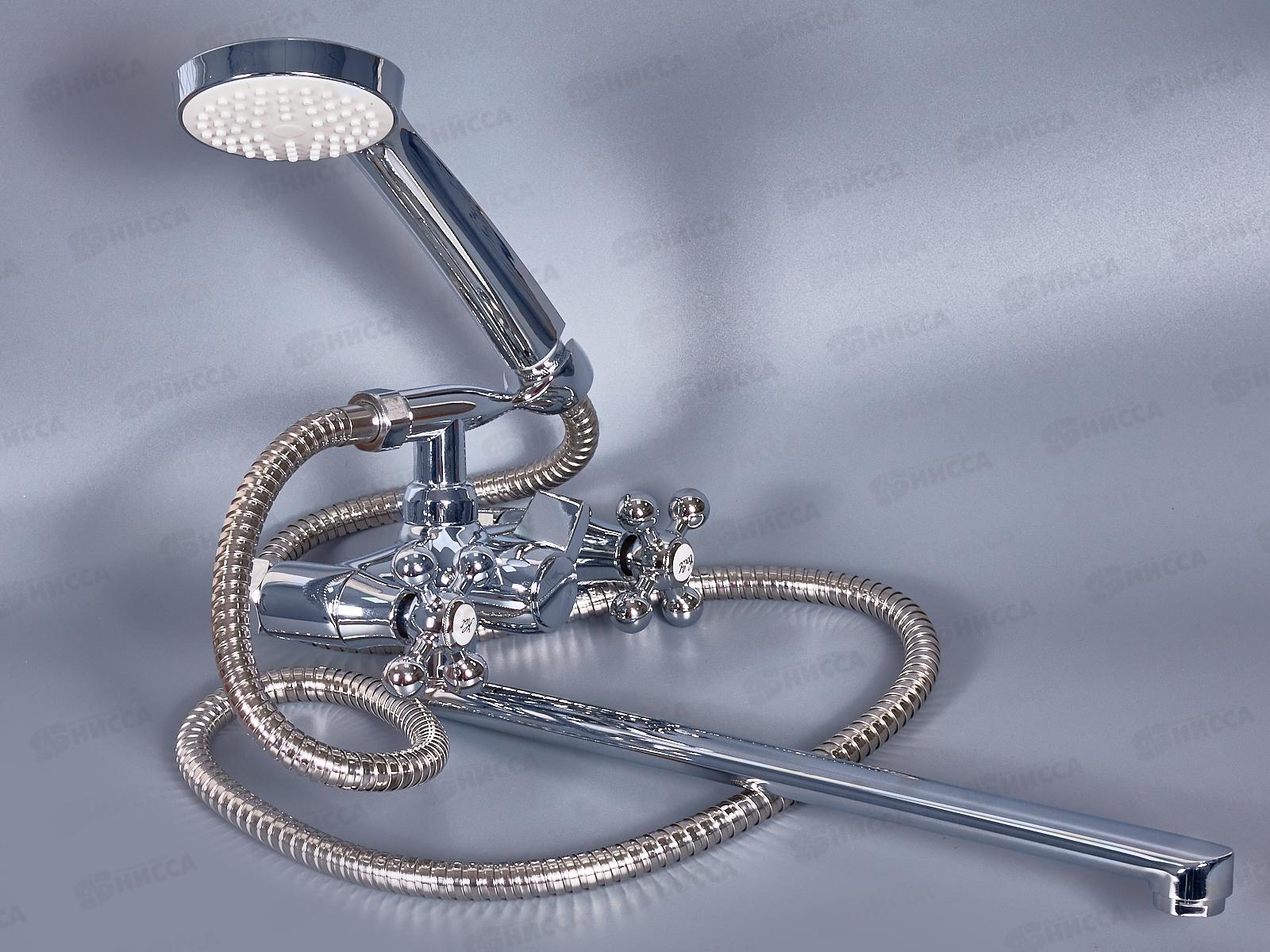 Смеситель д/ванны длин.излив перекл.в корпусе, двухвентильный, силумин, E26019  *10