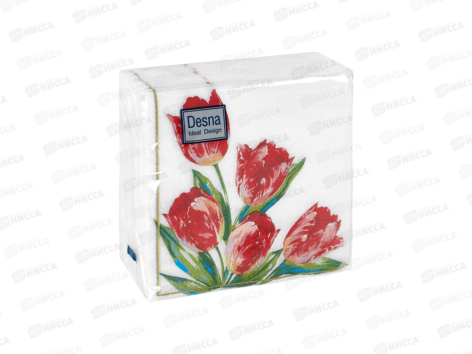 Салфетки 1слойные 40листов  24*24 Desna Design Красные тюльпаны,57580*32