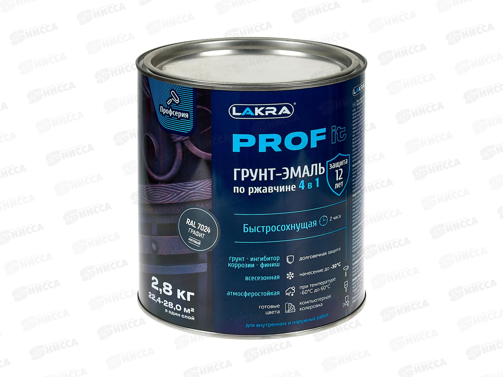 Грунт-эмаль 4в1 PROF IT  2,8кг Графит RAL7024, быстросохнущая, 9592003  *3/264
