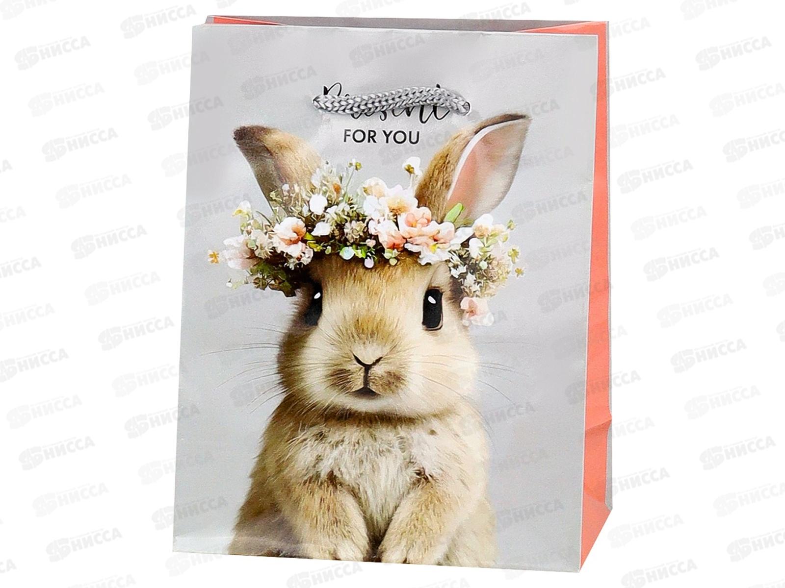 Пакет подарочный MI 11,5х14,5х6см Зайка в веночке, ПКП-1110 *12