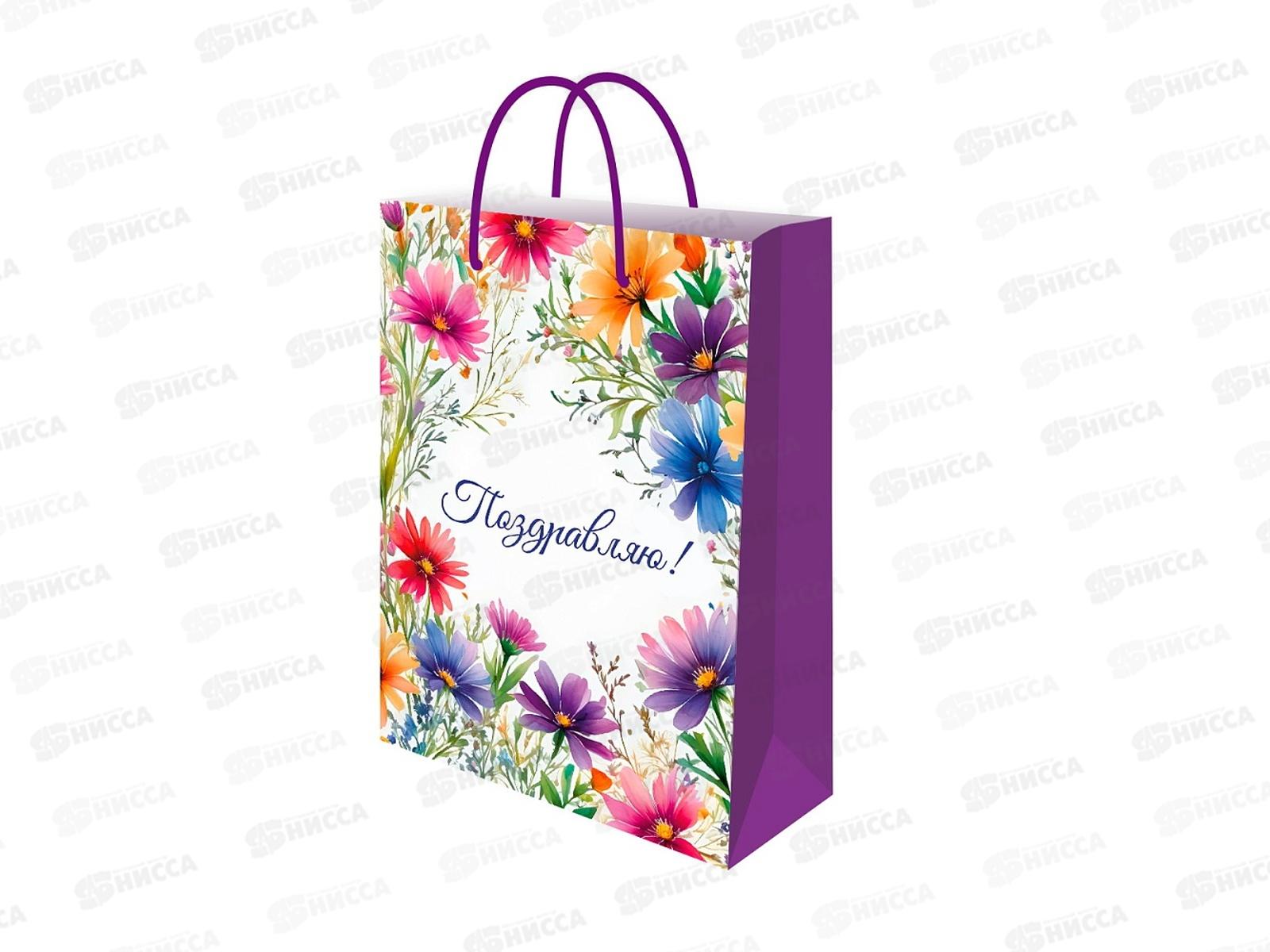Пакет подарочный MI 14х20х6,5см Цветы, ППК-2740  *12