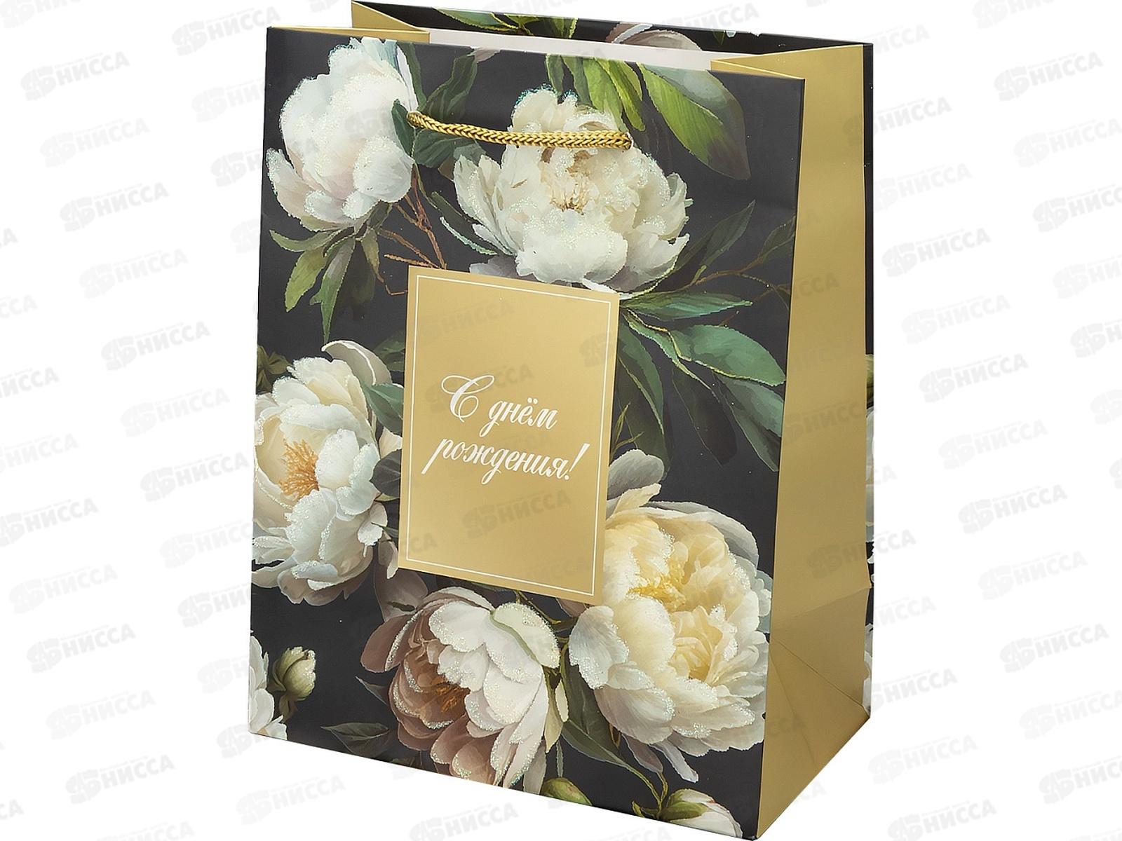 Пакет подарочный MI 18х23х10см Белые пионы, ППК-2752  *12