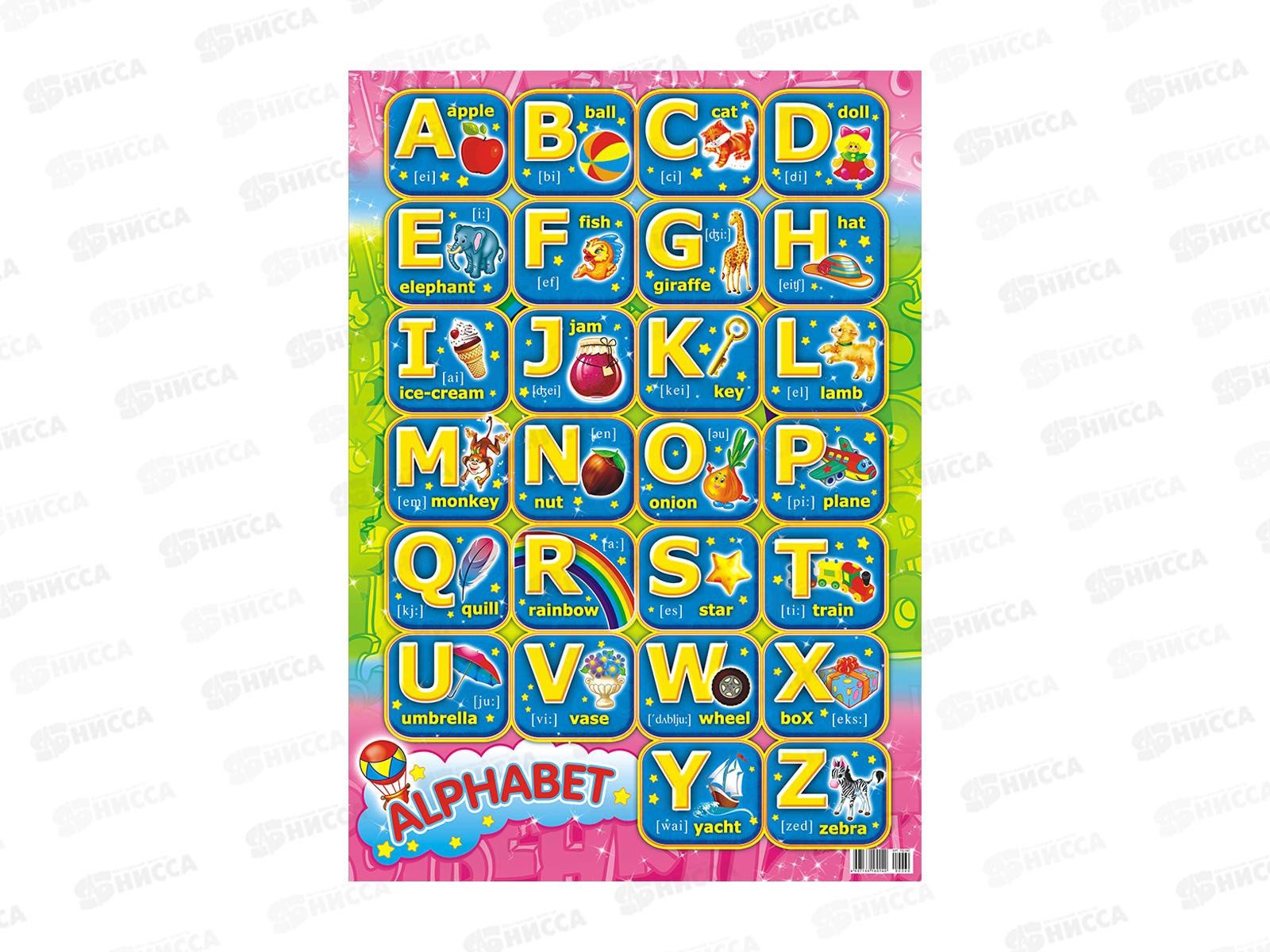 Плакат-постер ЛиС А2 Алфавит английский, лак, ПД-060