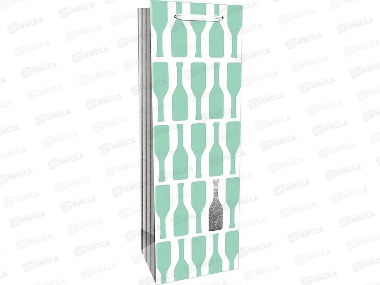 Пакет подарочный MI 12,5х36,5х9см серебр.бутылка крафт, ППК-6124  *12