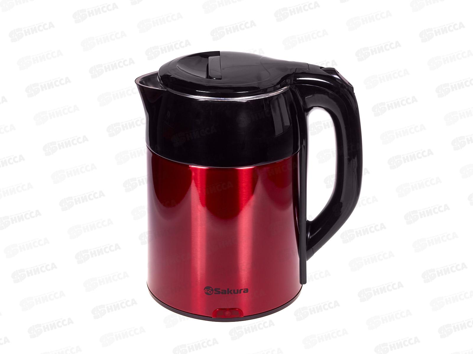 Чайник электр. SA-2168MBR 1,8л черно-красный металлик