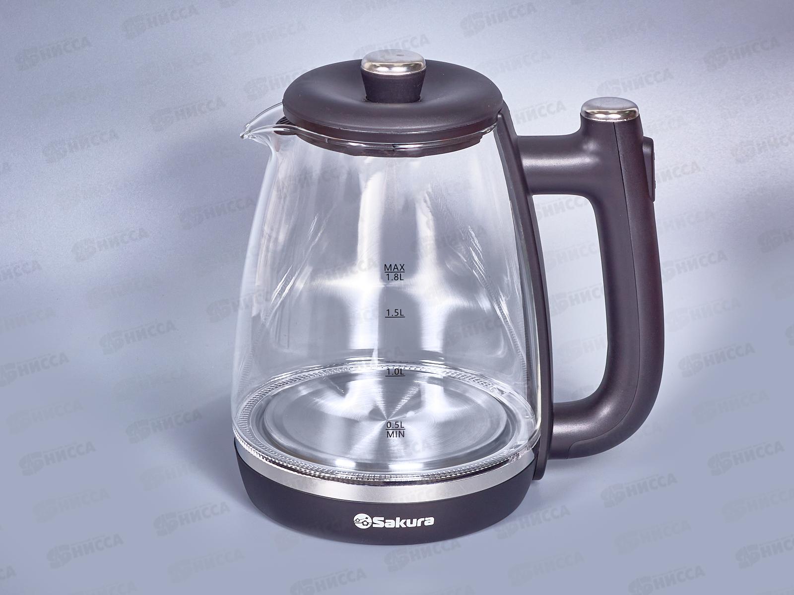 Чайник электр. SA-2745BK 1,8л стекло подс