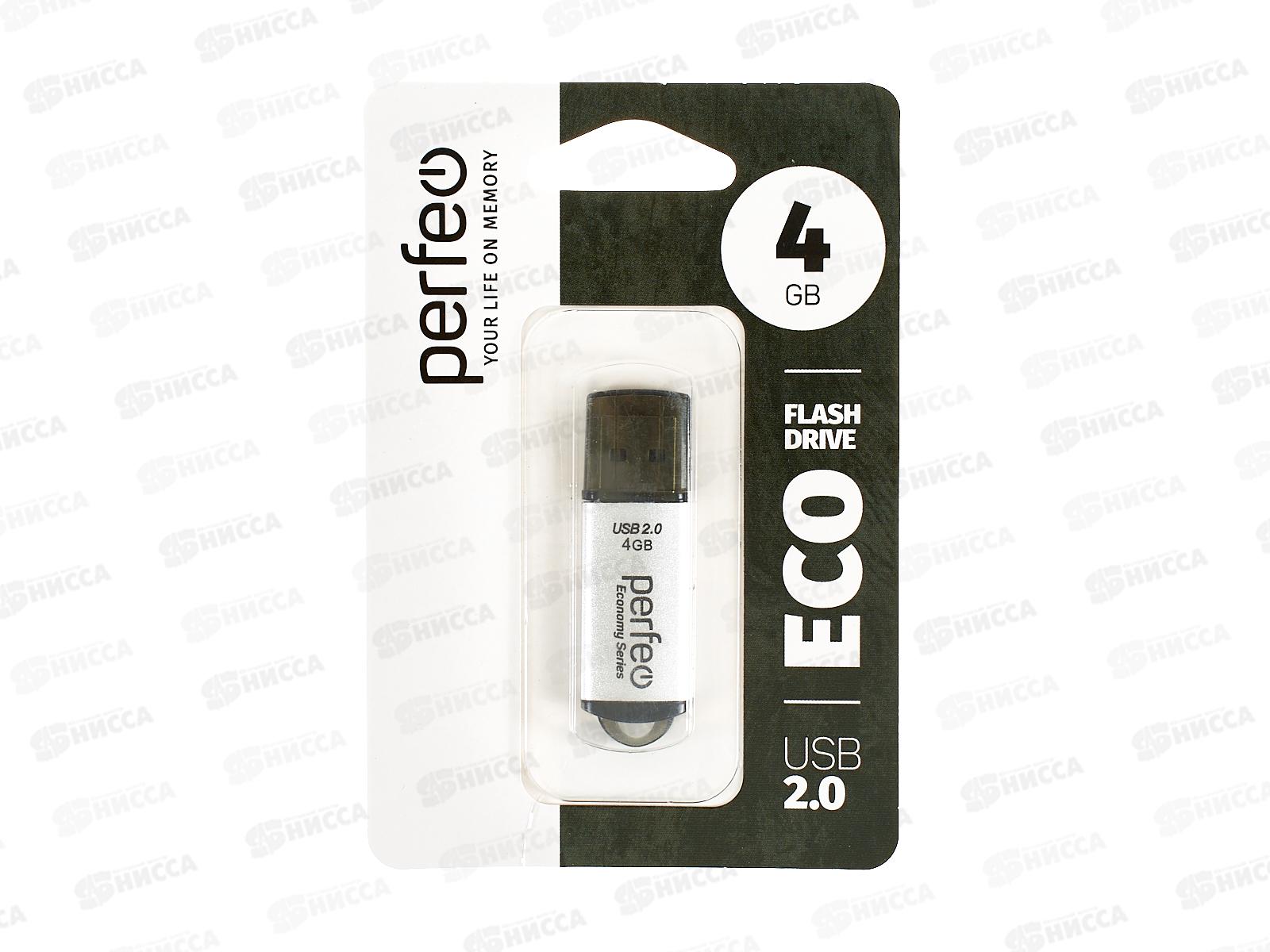 Флеш-карта Perfeo USB  4GB E01 Silver economy series
