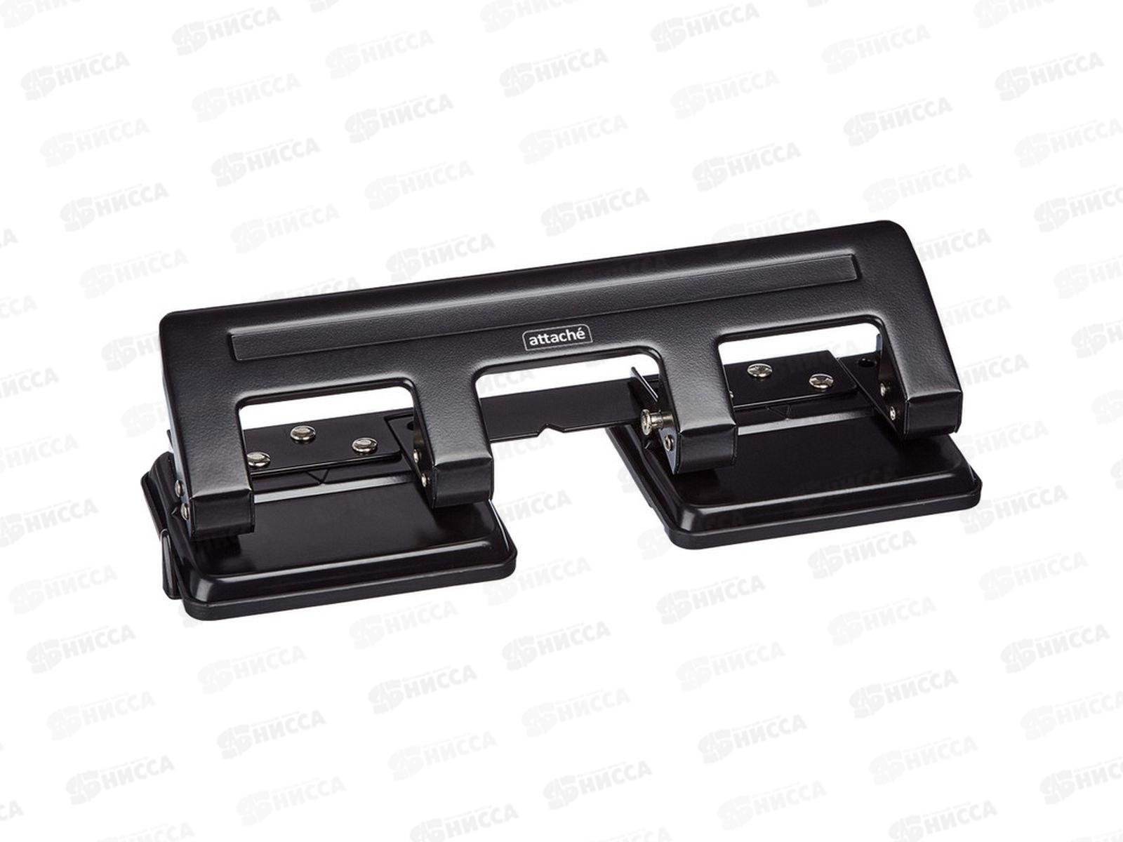 Дырокол Attache до 15л., мет., черный,на 4 отверстия, 989507*12