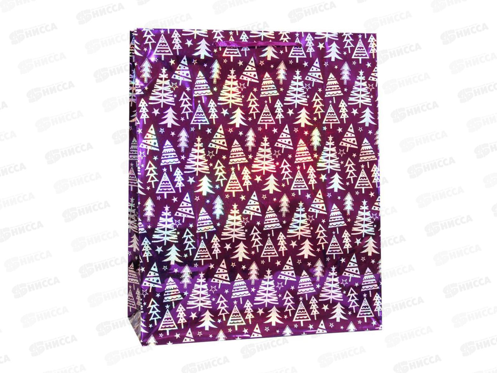 Пакет подарочный г/ф 32*45 фиолетовый Елочки Р725-14 *12