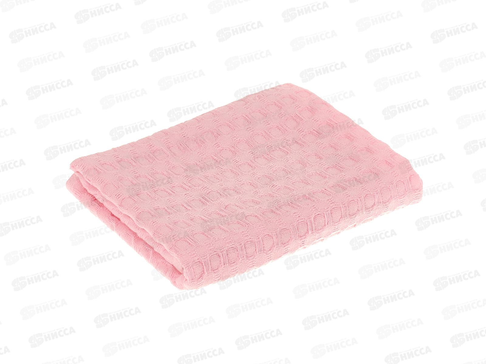 Полотенце кухонное вафельное 40*60 с петелькой Розовое