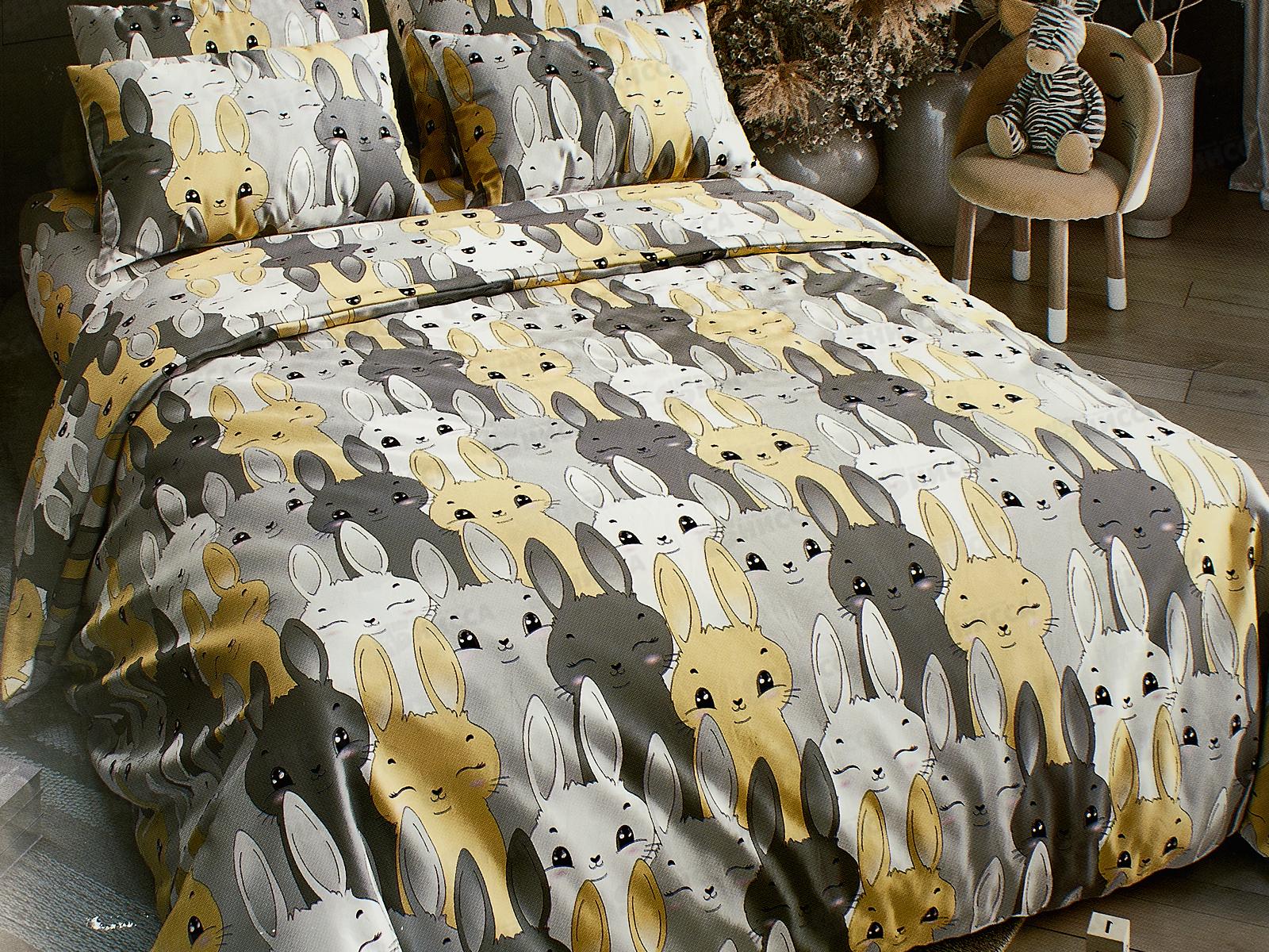 Комплект постельного белья 1,5сп Тинейджер LUXOR Поплин Ушастики желтый 7631