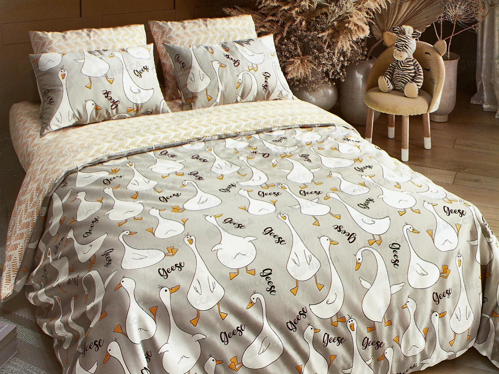 Комплект постельного белья LUXOR поплин Тинейджер Гуси серые