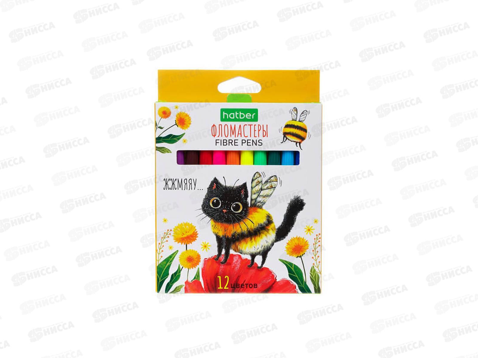 Фломастеры 12цв. Hatber ECO ЖЖ-МЯУ, к/у, 093494 *12/96