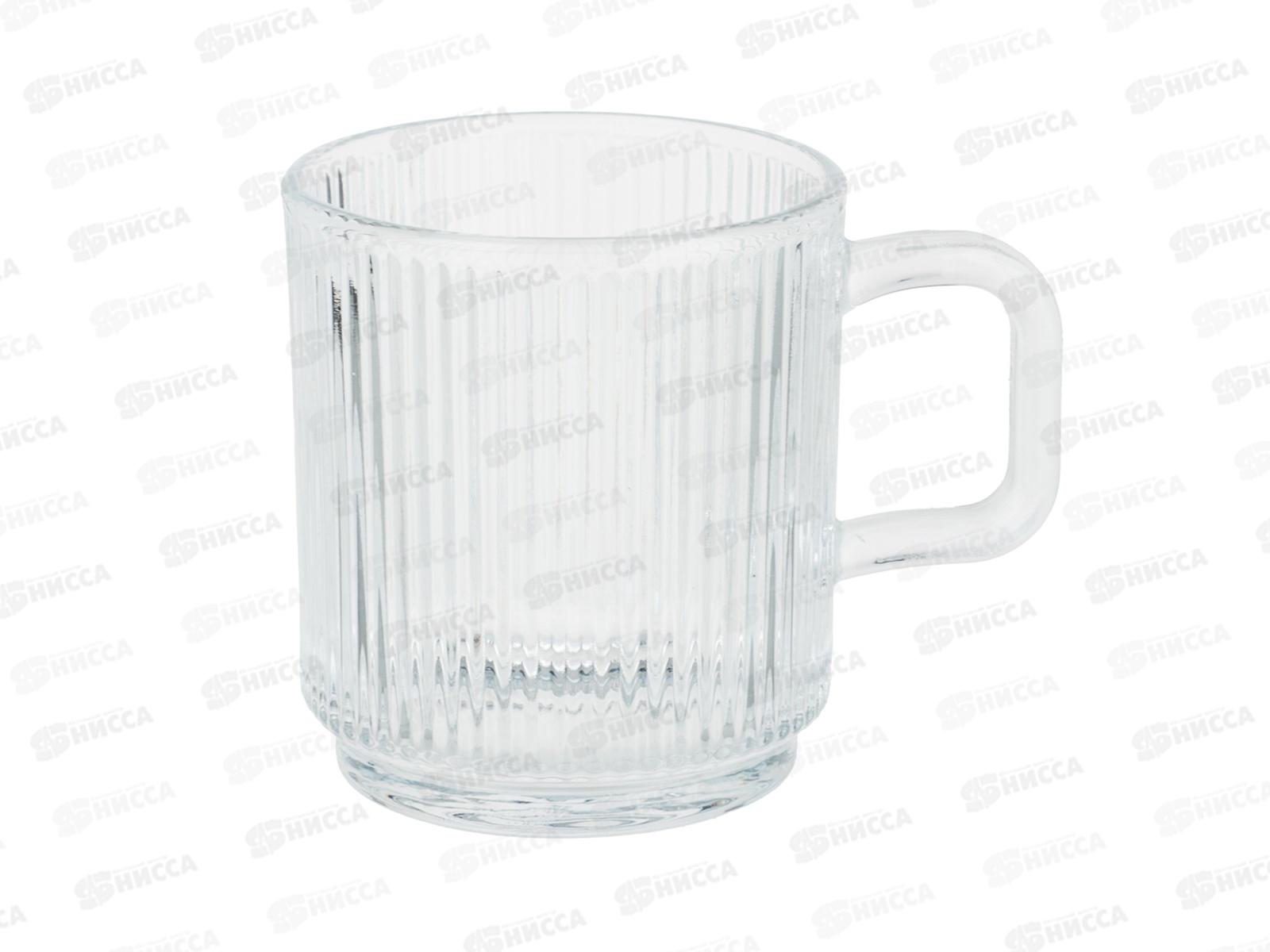 Кружка 340мл с рельефным узором, стекло, MILLIMI, 806-174   г