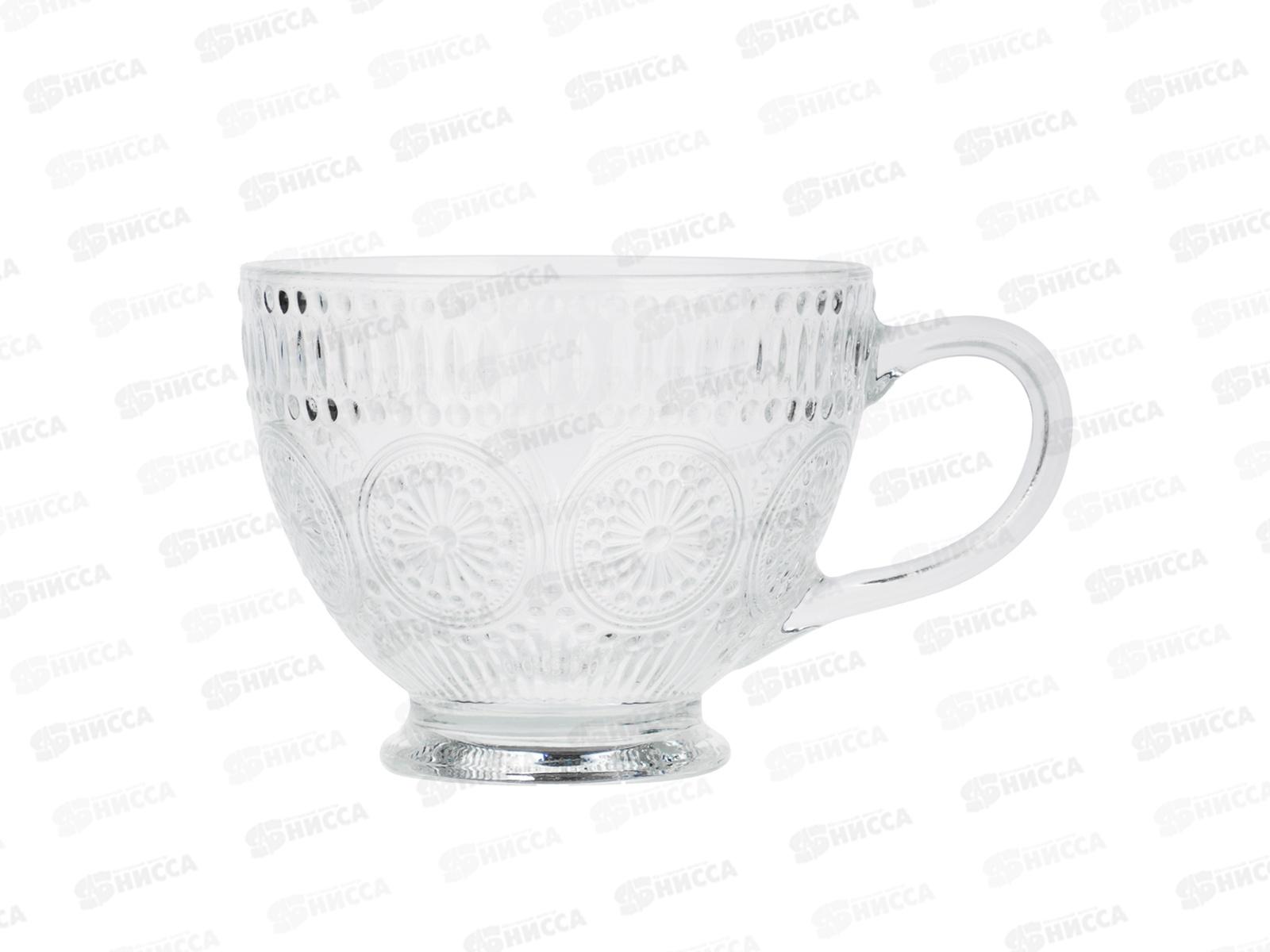 Кружка 420мл с рельефным рисунком на ножке, стекло, MILLIMI, 806-197 г