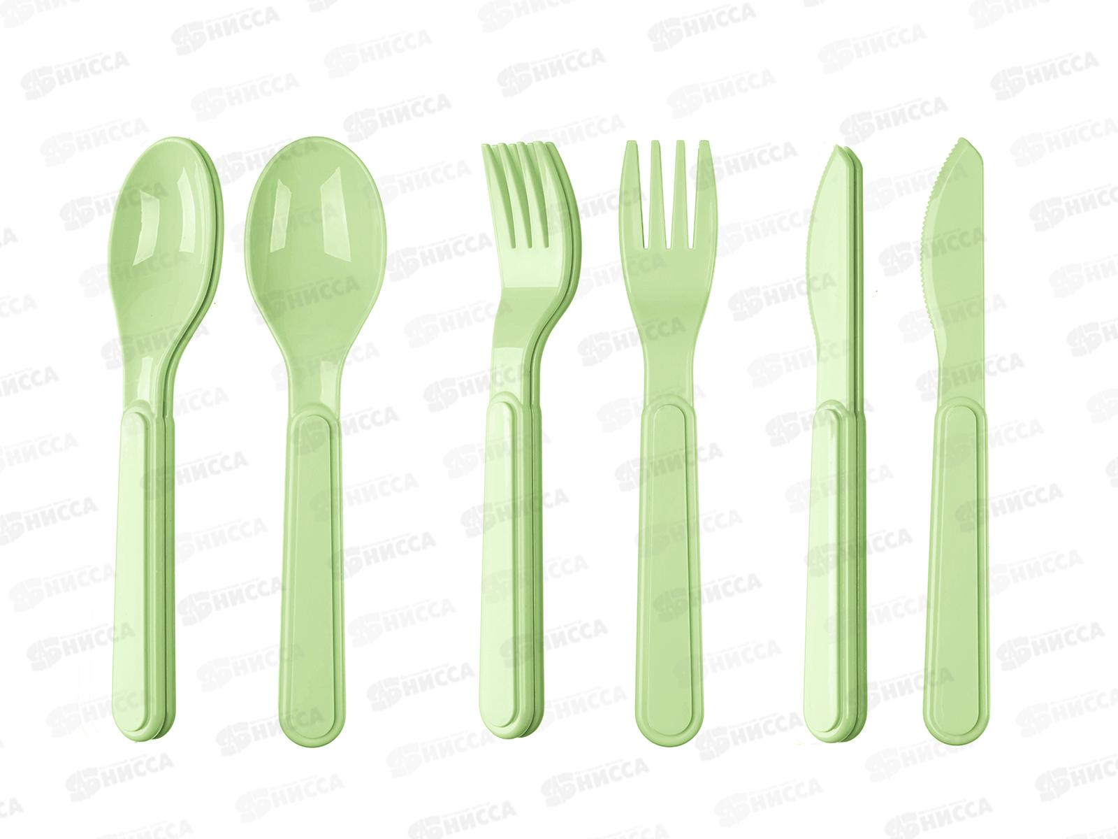 Набор столовых приборов (вилка, ложка, нож) зеленый 222136218/08 *20
