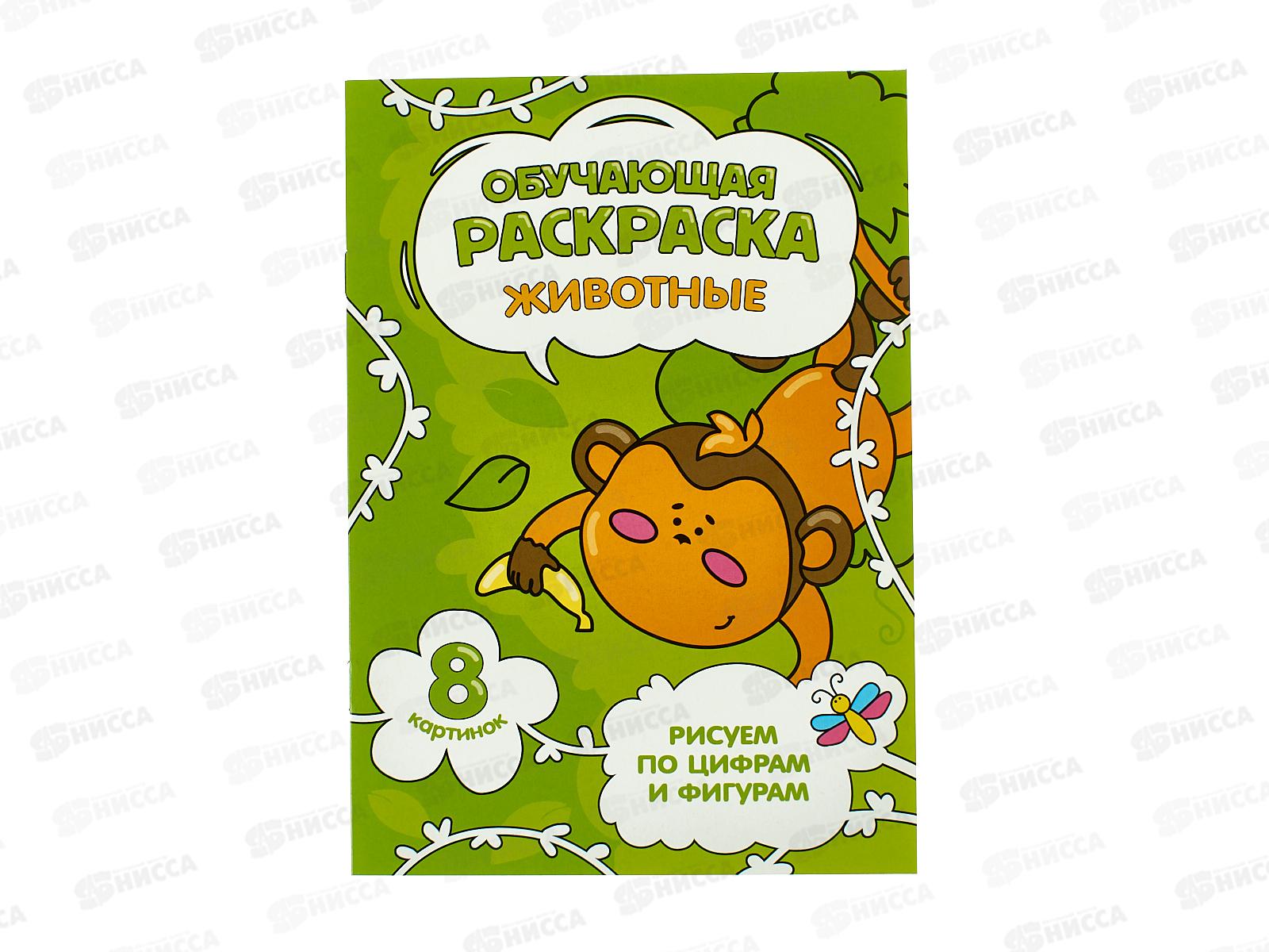 Раскраска ГД по цифрам и фигурам. Животные, 8стр., 14,8*21см, 28493