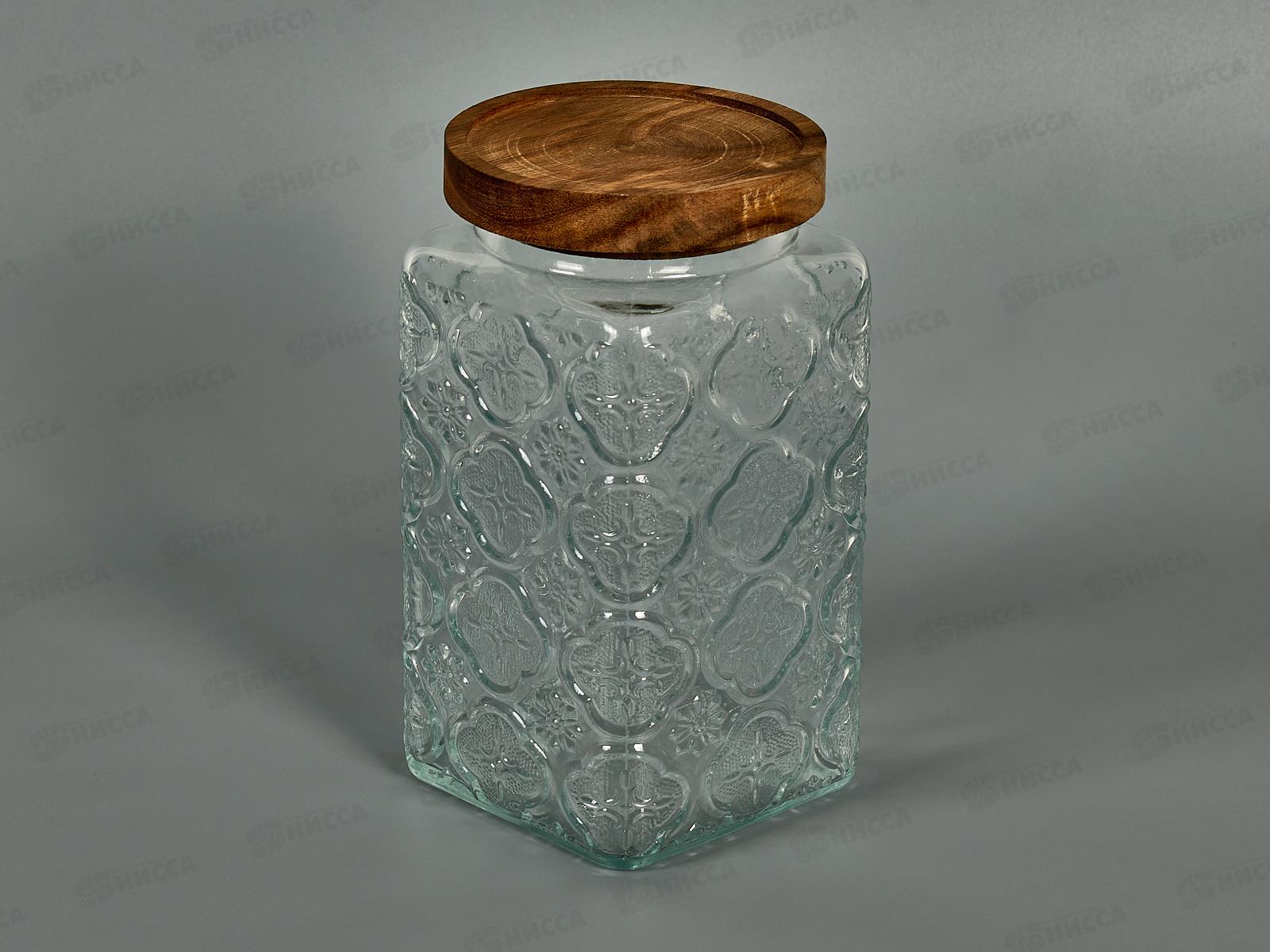 Банка стеклянная с дерев.крышкой 9,8*9,8*19см 1000мл 40109 *12
