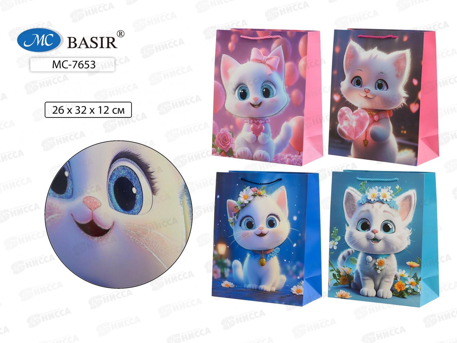 Пакет подароч. бумажный, 26*32*12см, КОТЯТА, асс МС-7653 *20
