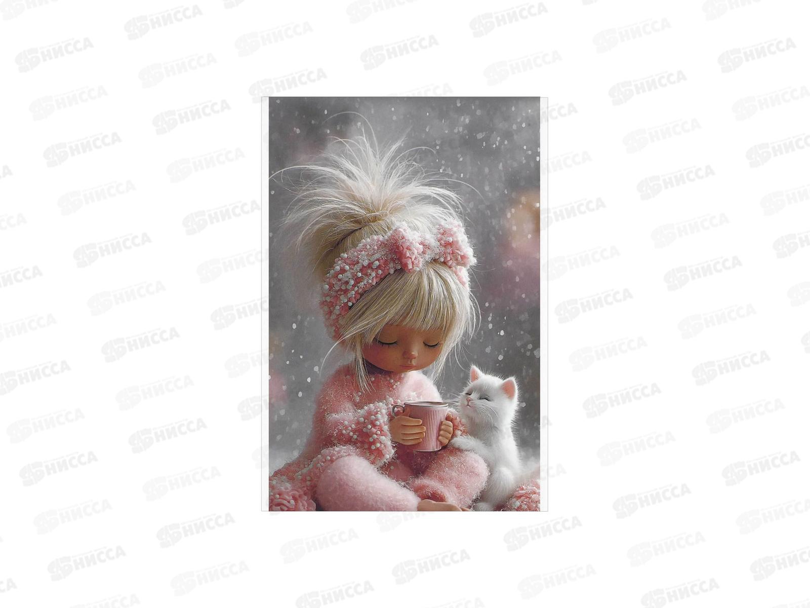 Блокнот 40л ФЕН А6 Девочка с белым котенком, 72951 *5/80