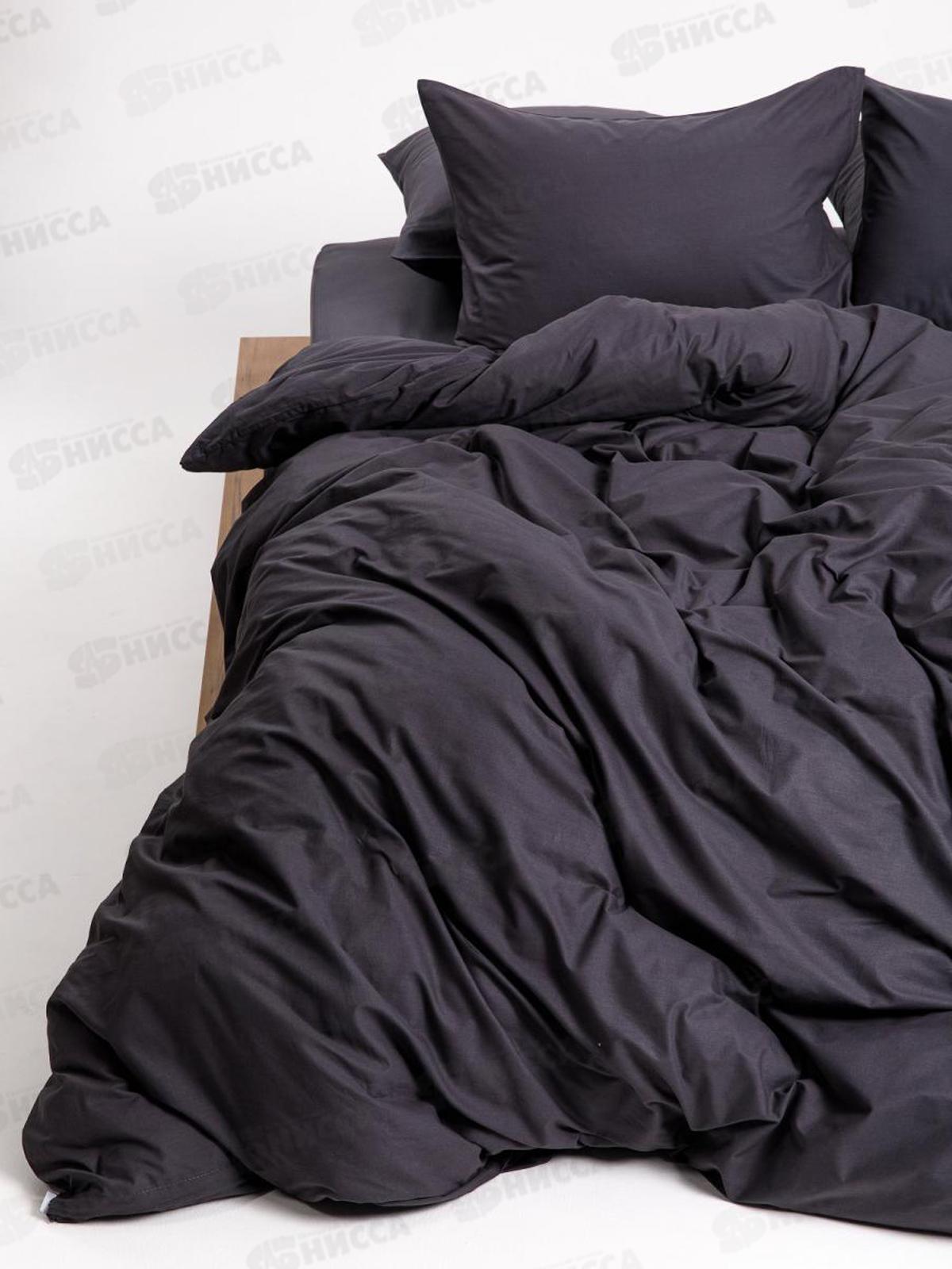 Комплект постельного белья 2,0сп евро простыня U.F. Перкаль Графит 812 50*70 2шт