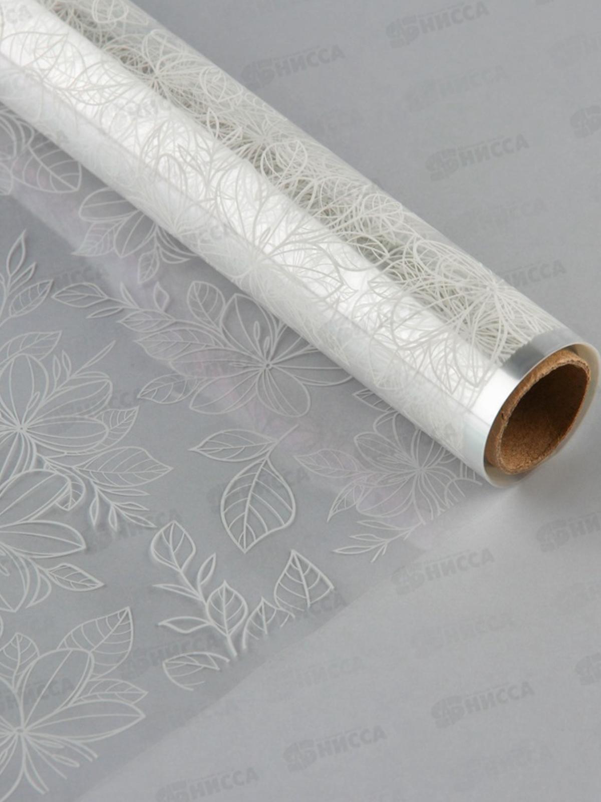 Пленка глянцевая прозрачная &quotЦветы&quot 0,6*10м белый 10091668