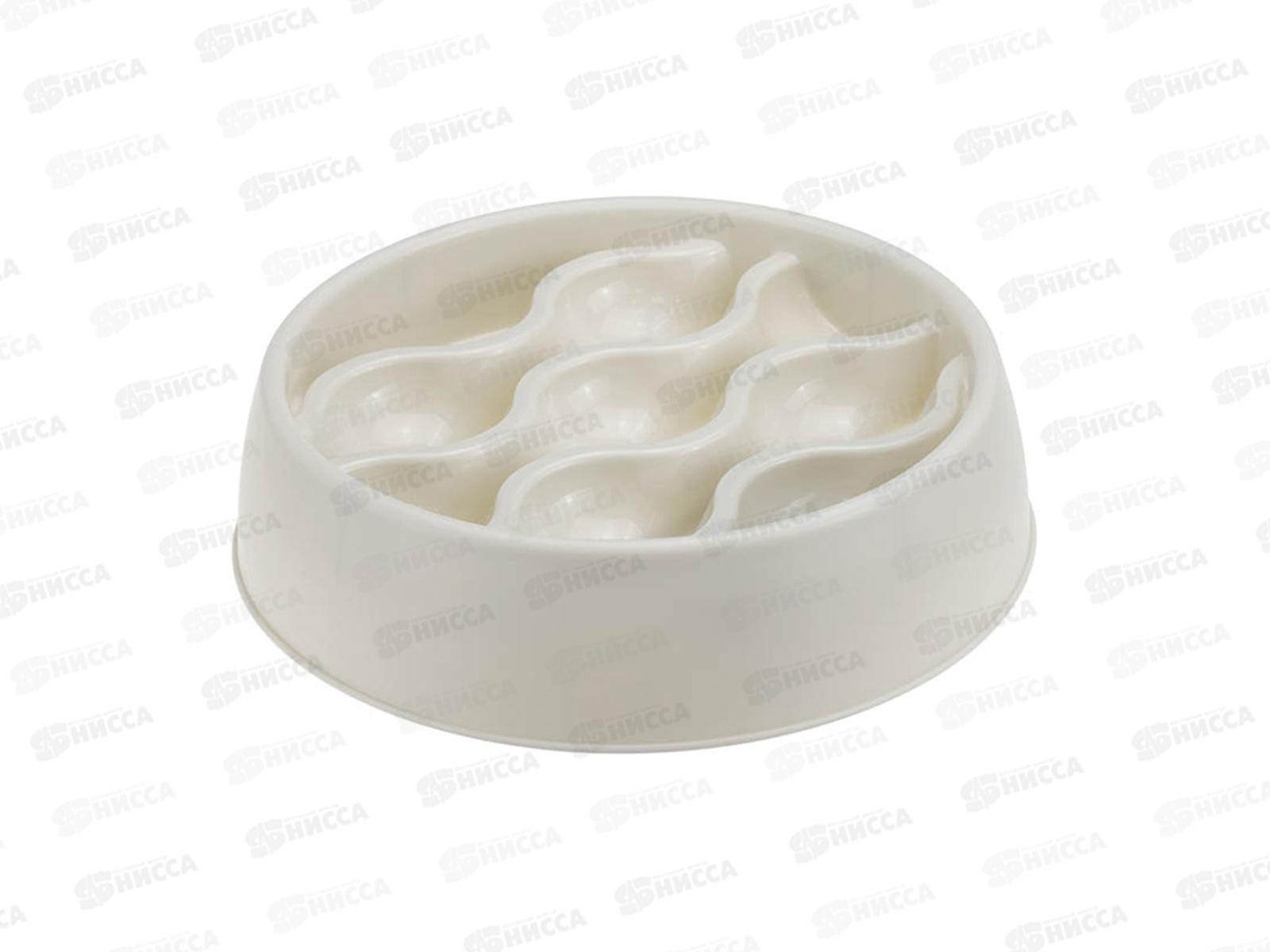 Миска для медленного кормления животных Волна белый ротанг М 1805