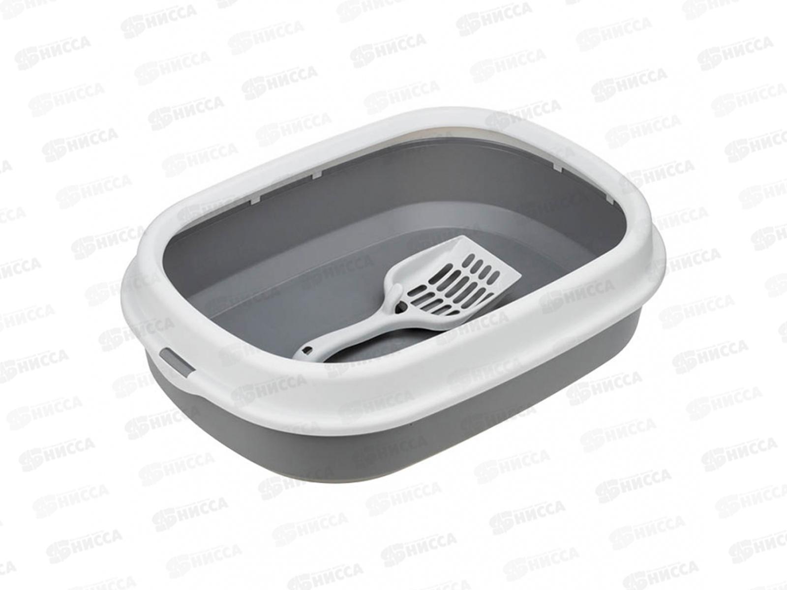 Лоток для кошек ЛЯ-МУРР М1832 480*355мм с низким бортом+совок смоки *4