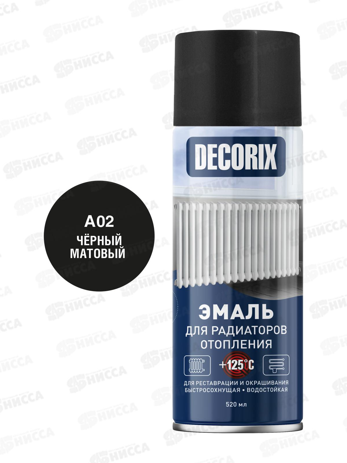 Эмаль DECORIX аэроз. 520мл, для радиаторов, черный матовый *12