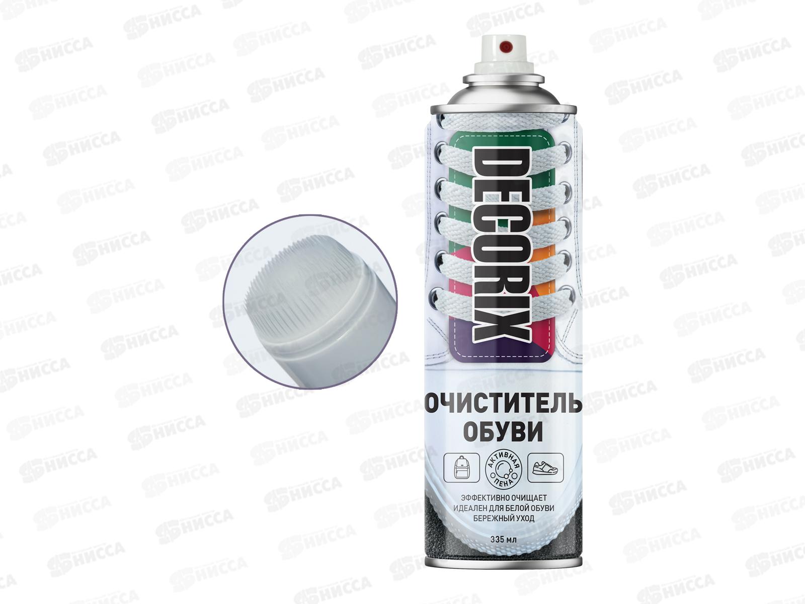 Очиститель обуви 335мл с активной пеной с колпачком-щёткой DECORIX *12